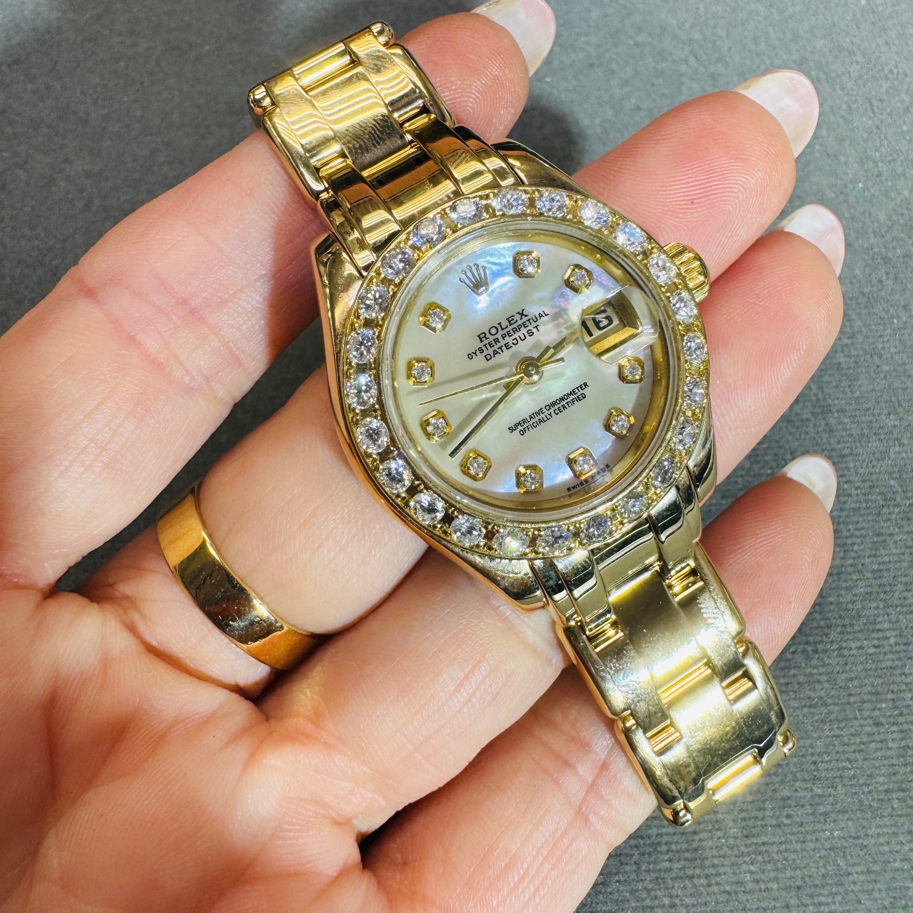 28mm Ladies Rolex Pearl Master Masterpiece Diamond Bezel and Dial Watch 2000