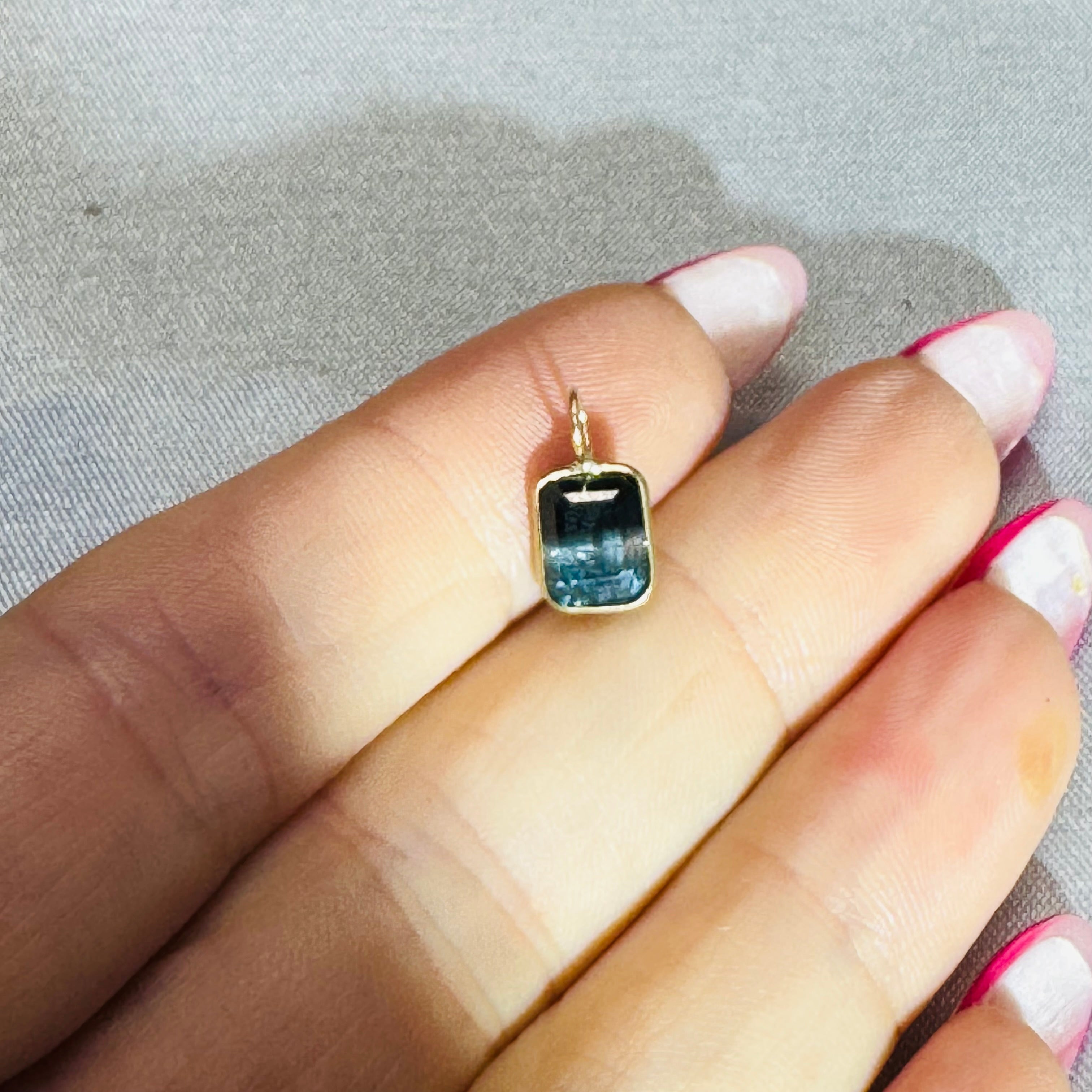 Bi Color Tourmaline Pendant 14K Yellow Gold