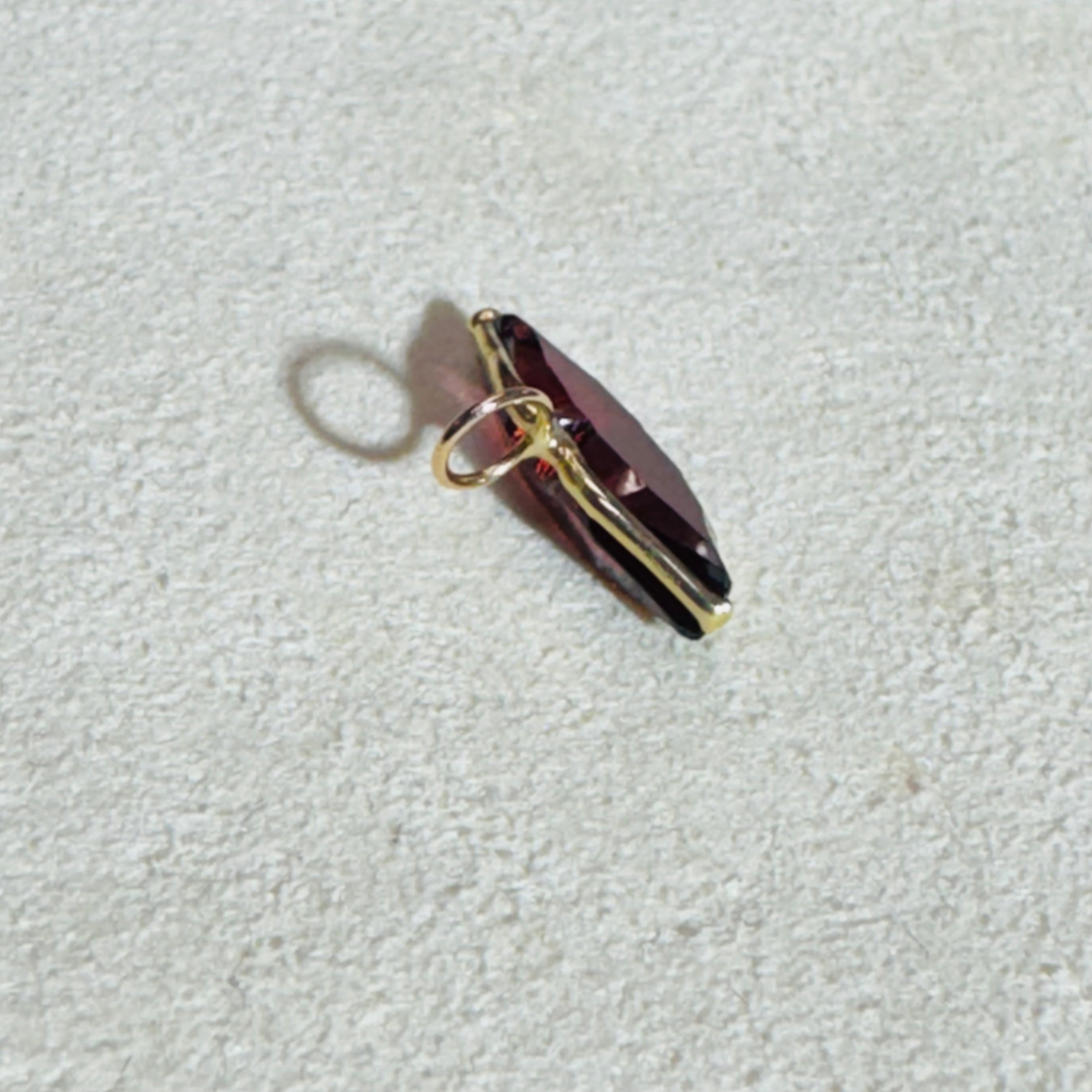 Natural Juicy Garnet Lip 14K Gem Charm Pendant