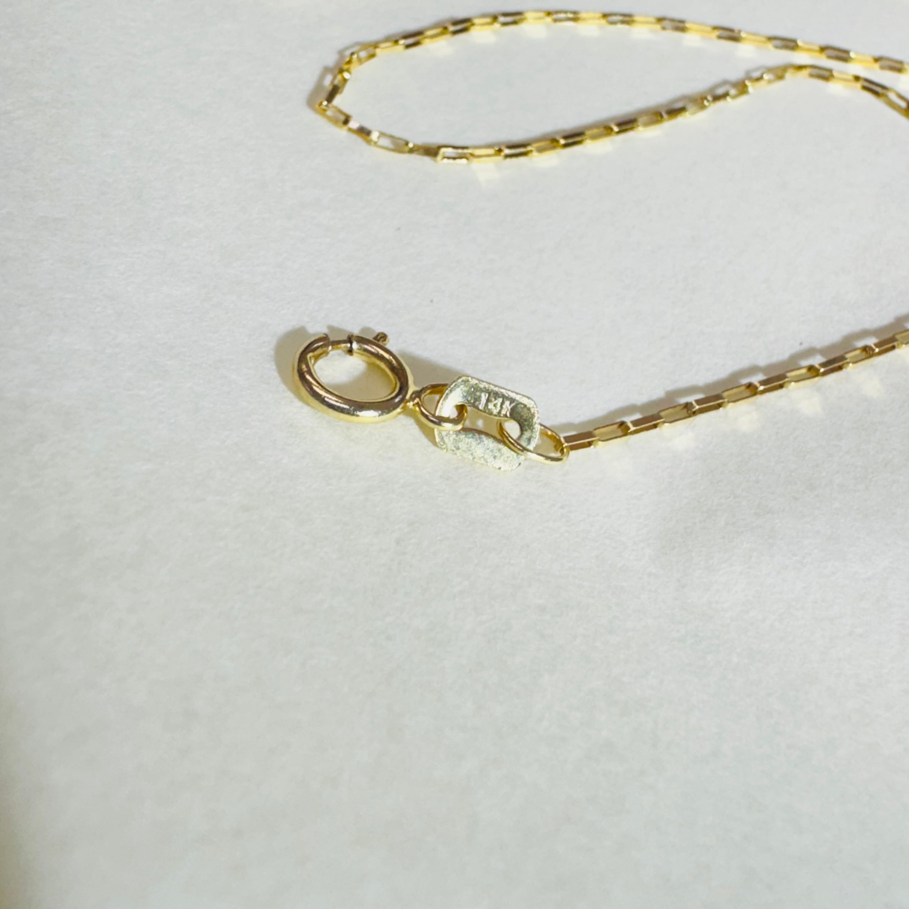 Solid 14K Yellow Gold Staple Paperclip Chain 16-18”