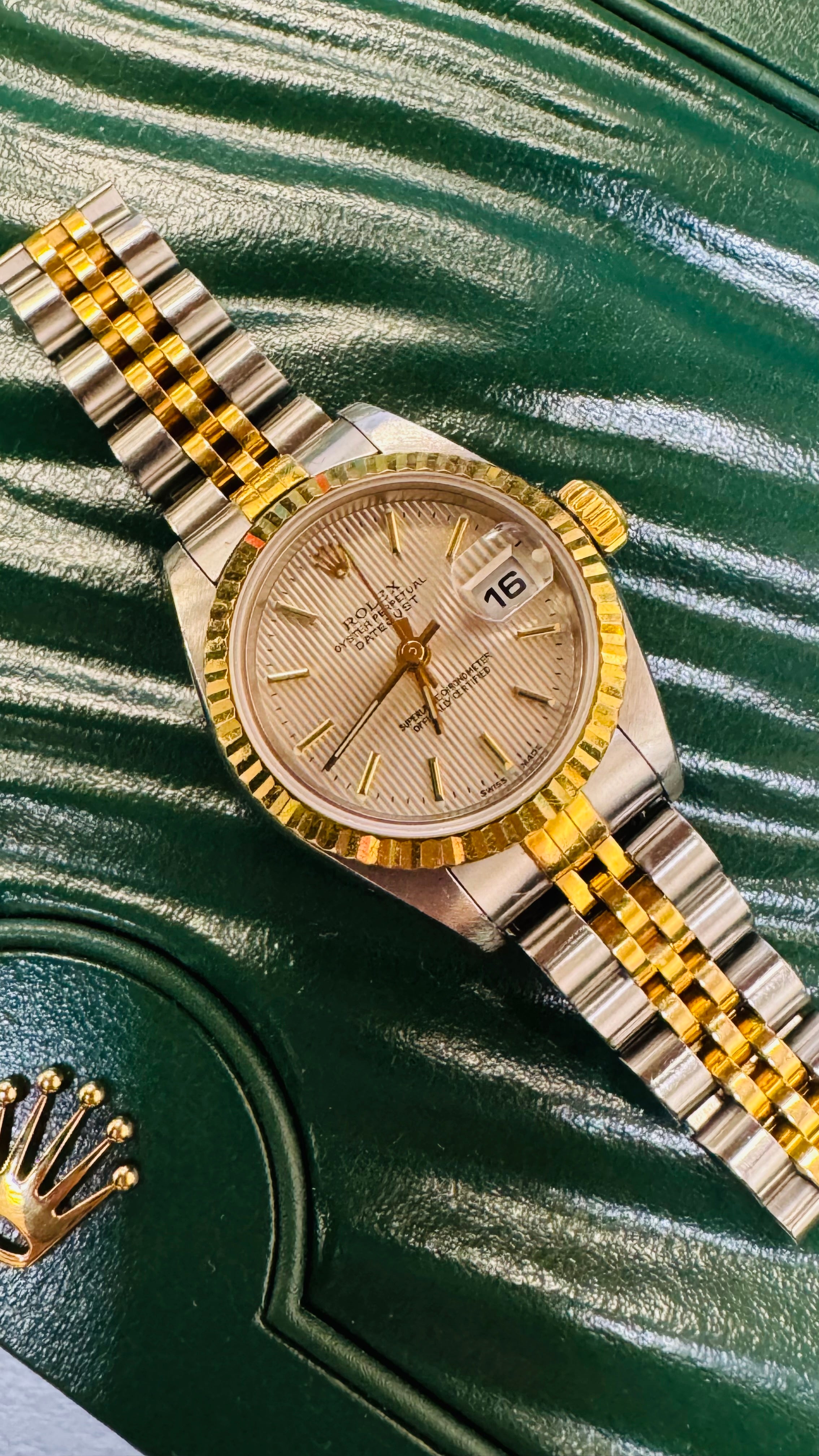 26mm Two Tone Rolex Watch with Tapestry Dial ref. 79173