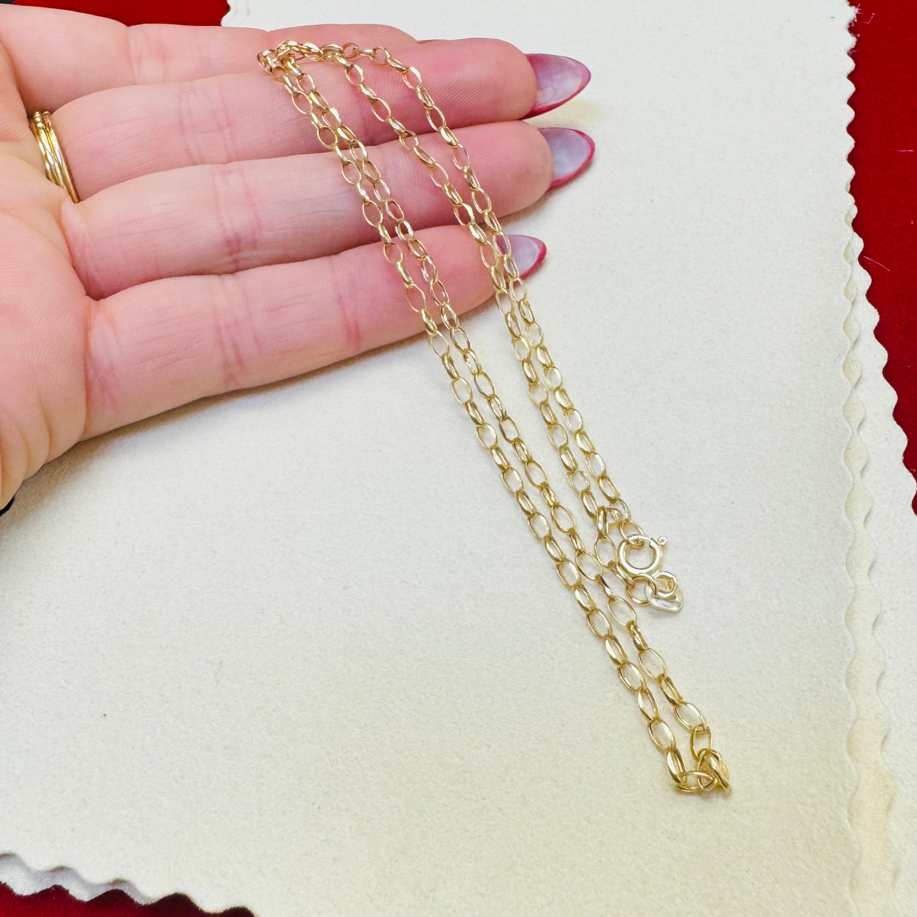 17” 2.5mm Solid 10K Yellow Gold Sparkly Oval Rolo Chain