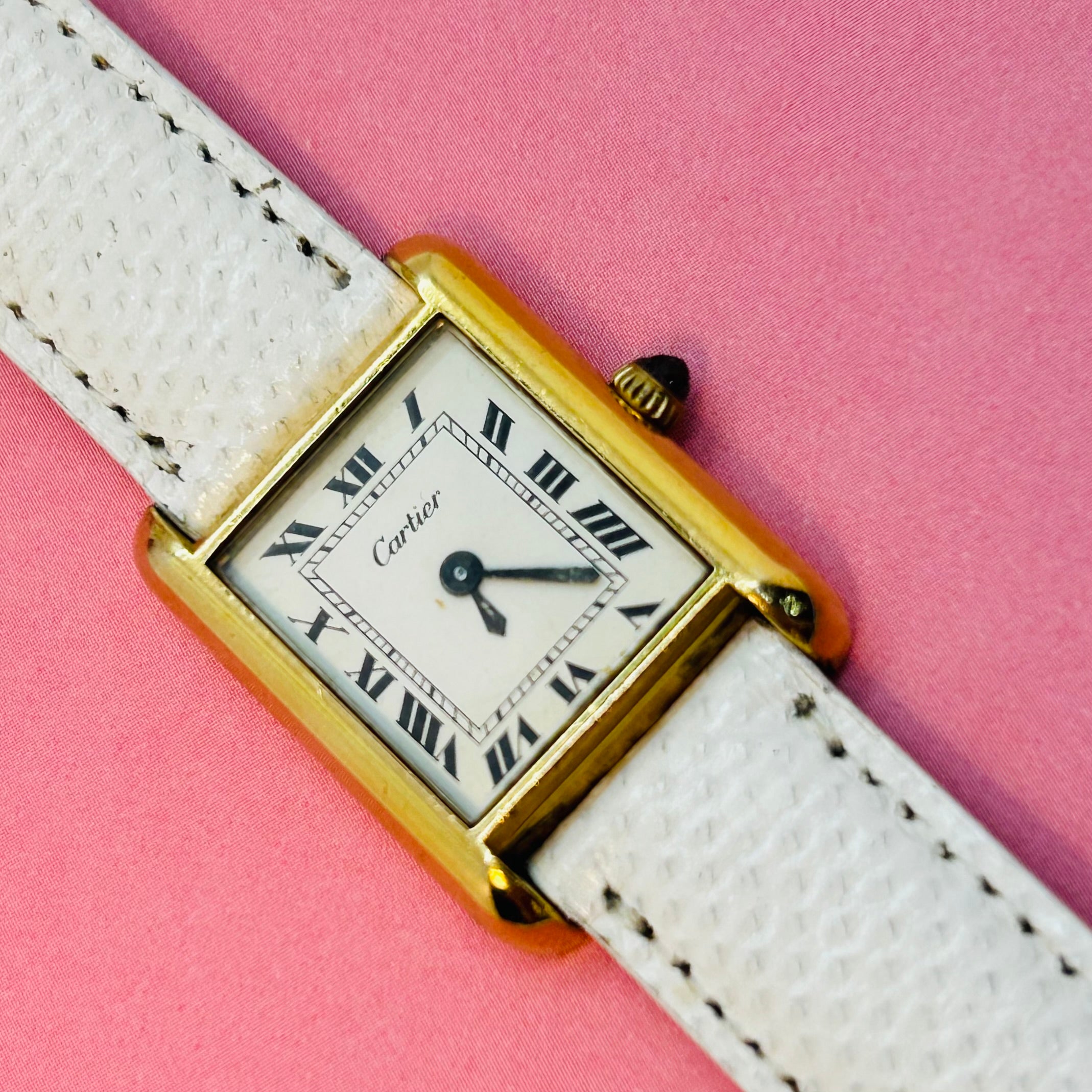 21mm Cartier Tank Wristwatch White Dial White Strap