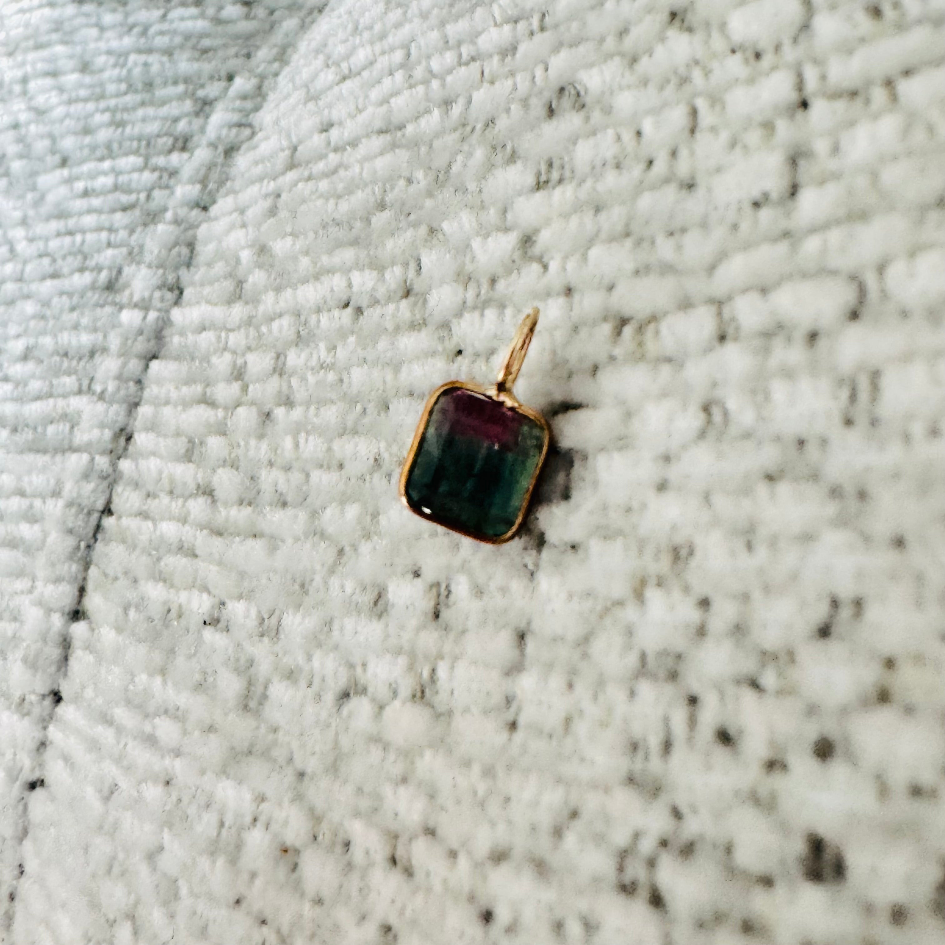 Bi Color Tourmaline 14K Yellow Gold Charm Pendant