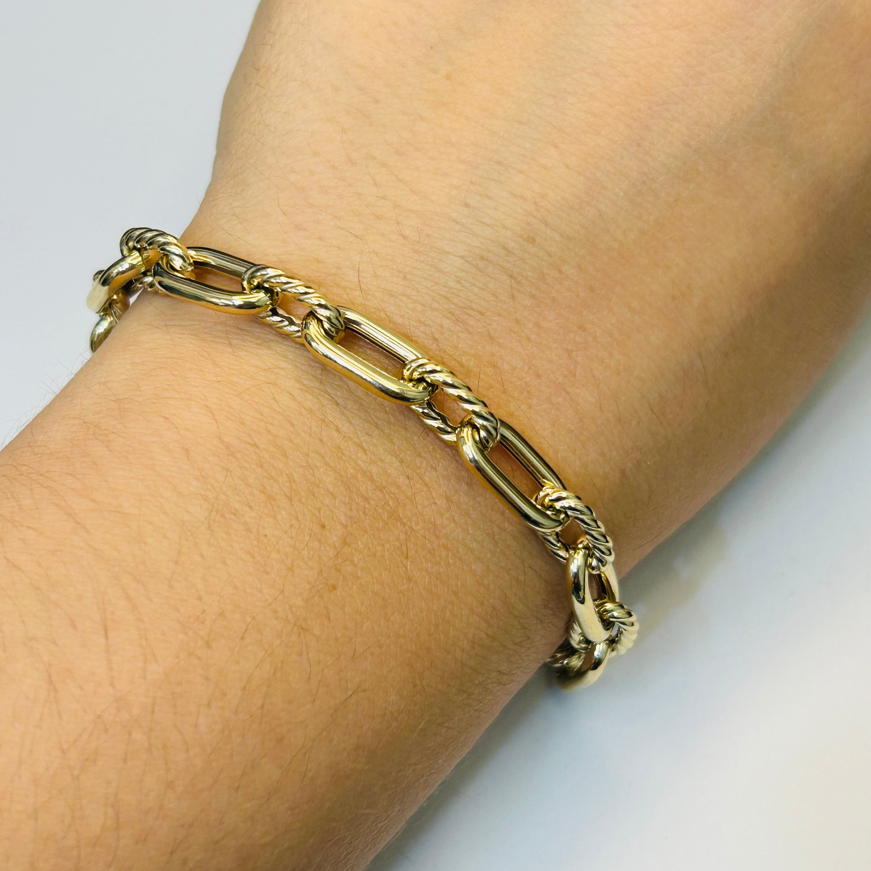 6.8mm 14K Yellow Gold Link Bracelet 7.25"