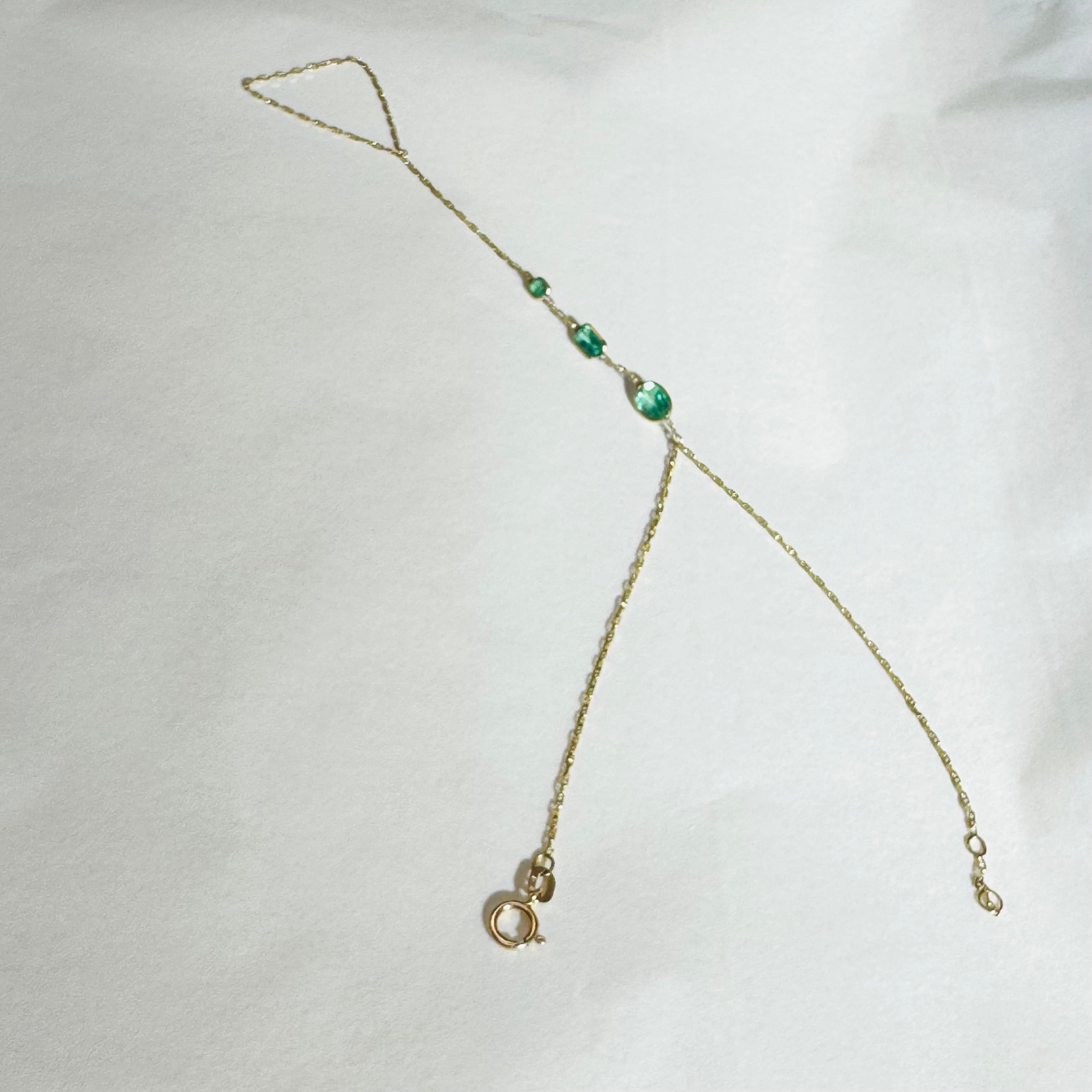 14K Yellow Gold Multi Emerald Handchain