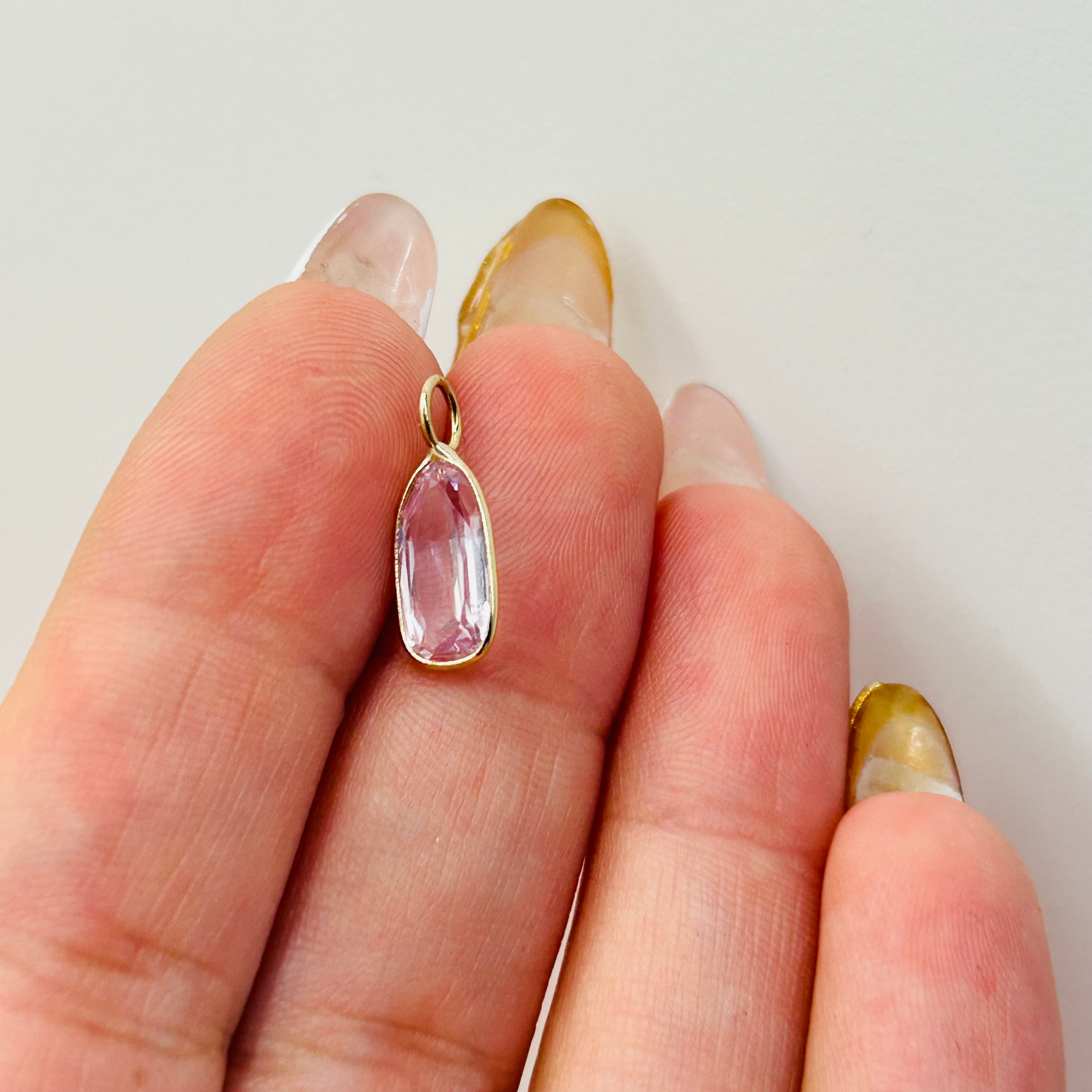 Pretty Pink Imperial Topaz and Solid 14K yellow Gold Gemstone Pendant