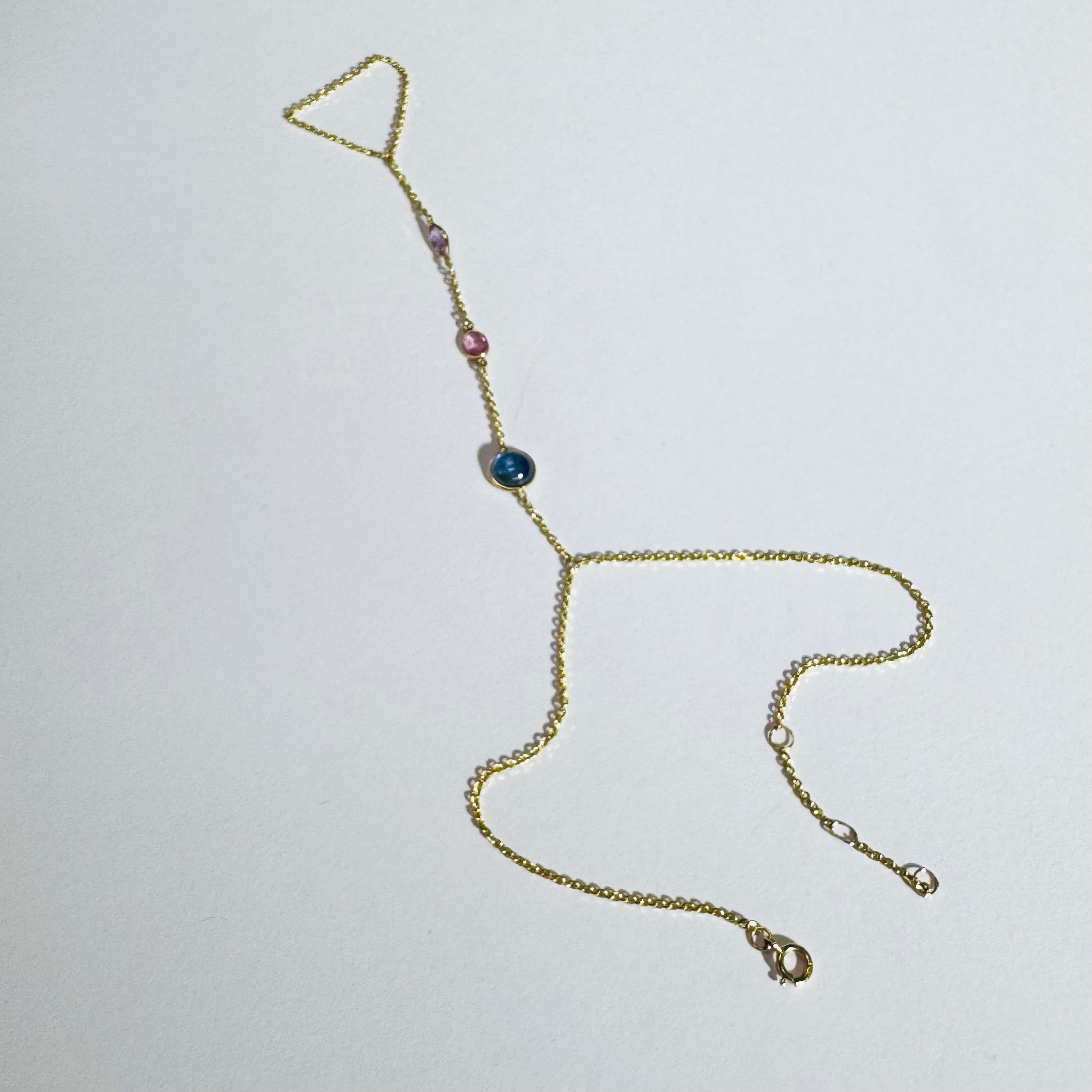 14K Yellow Gold Purple Blue Pink Sapphire Handchain
