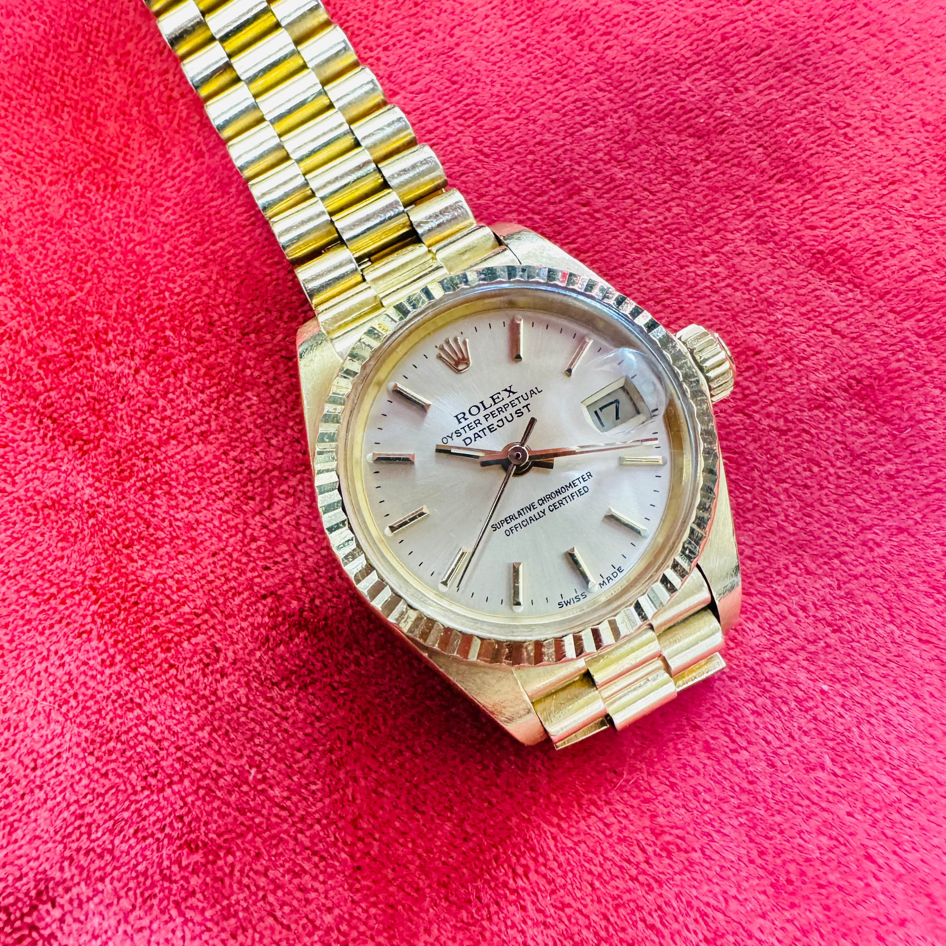 26mm 18K Yellow Gold Ladies Rolex President Watch Year 1982