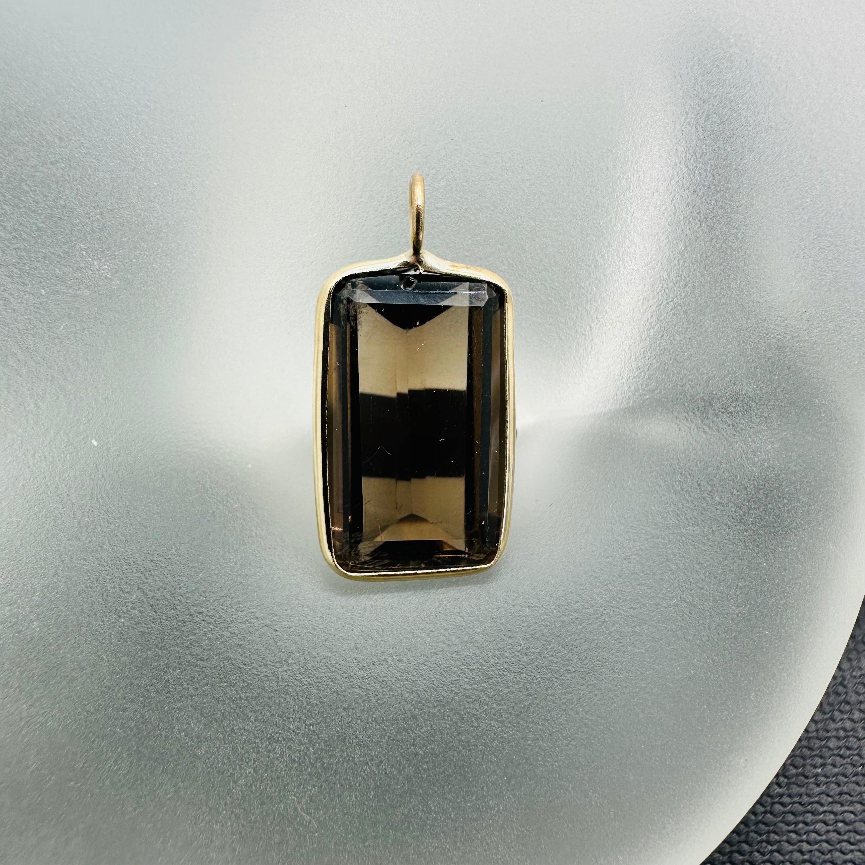 Big Nice! Smokey Quartz 14K Yellow Gold Pendant Charm