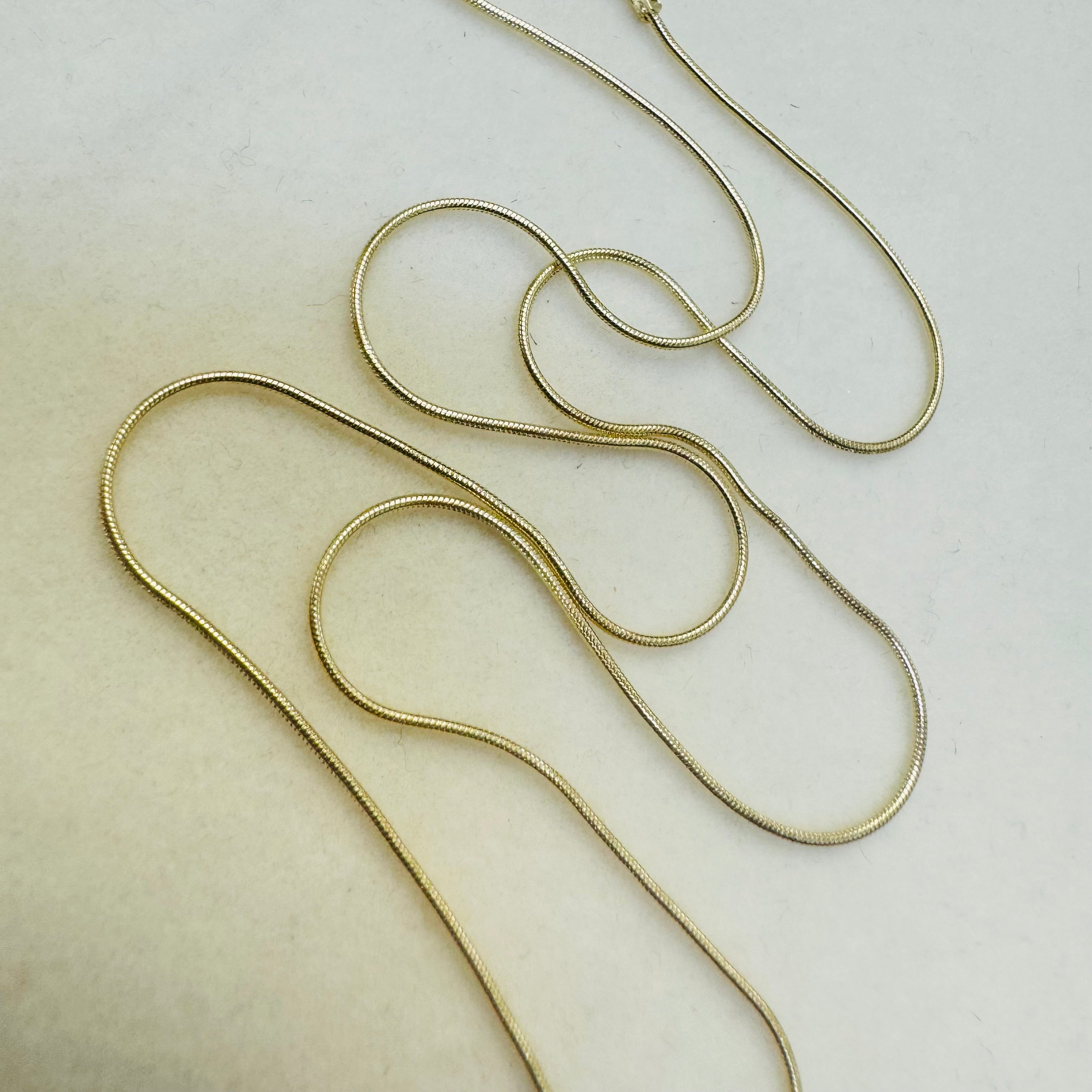 Solid 14K Yellow Gold Snake Chain 18”