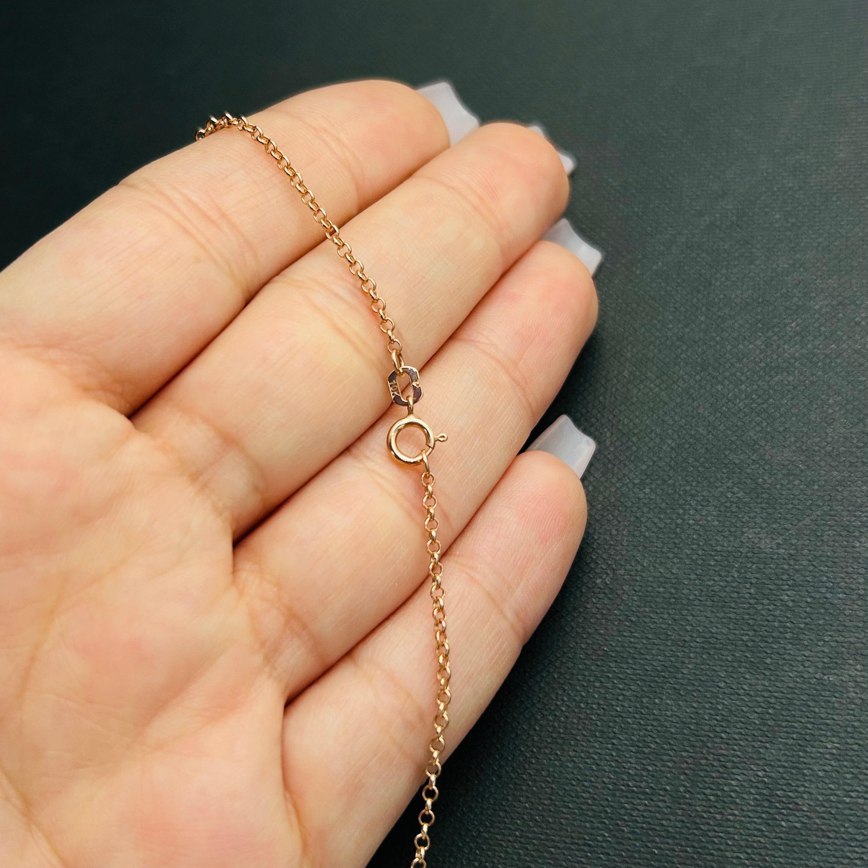 10K Solid Rose Gold Rolo Link 1.6mm Chain 16" 18" 20"