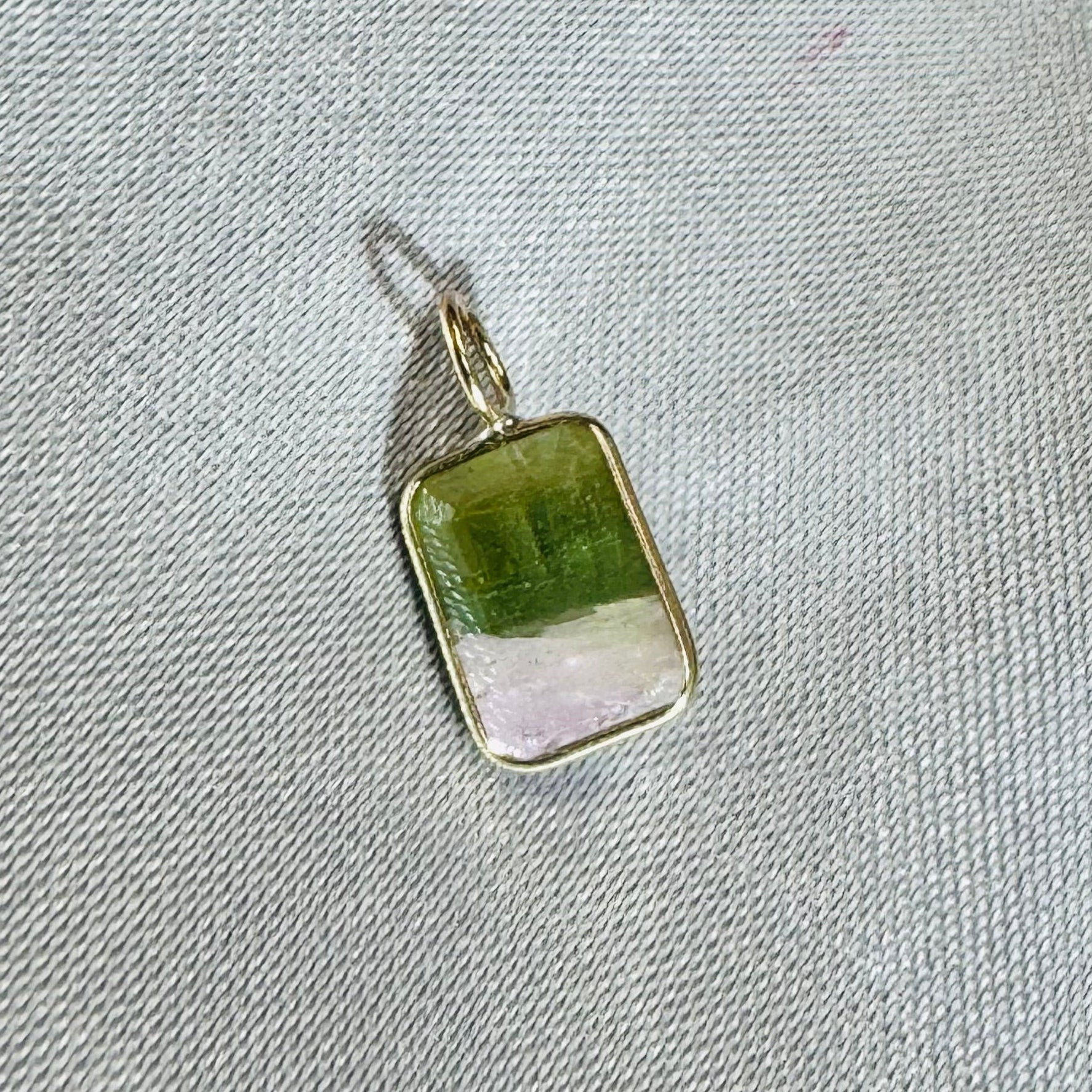 Bi Color Tourmaline Pendant 14K Yellow Gold