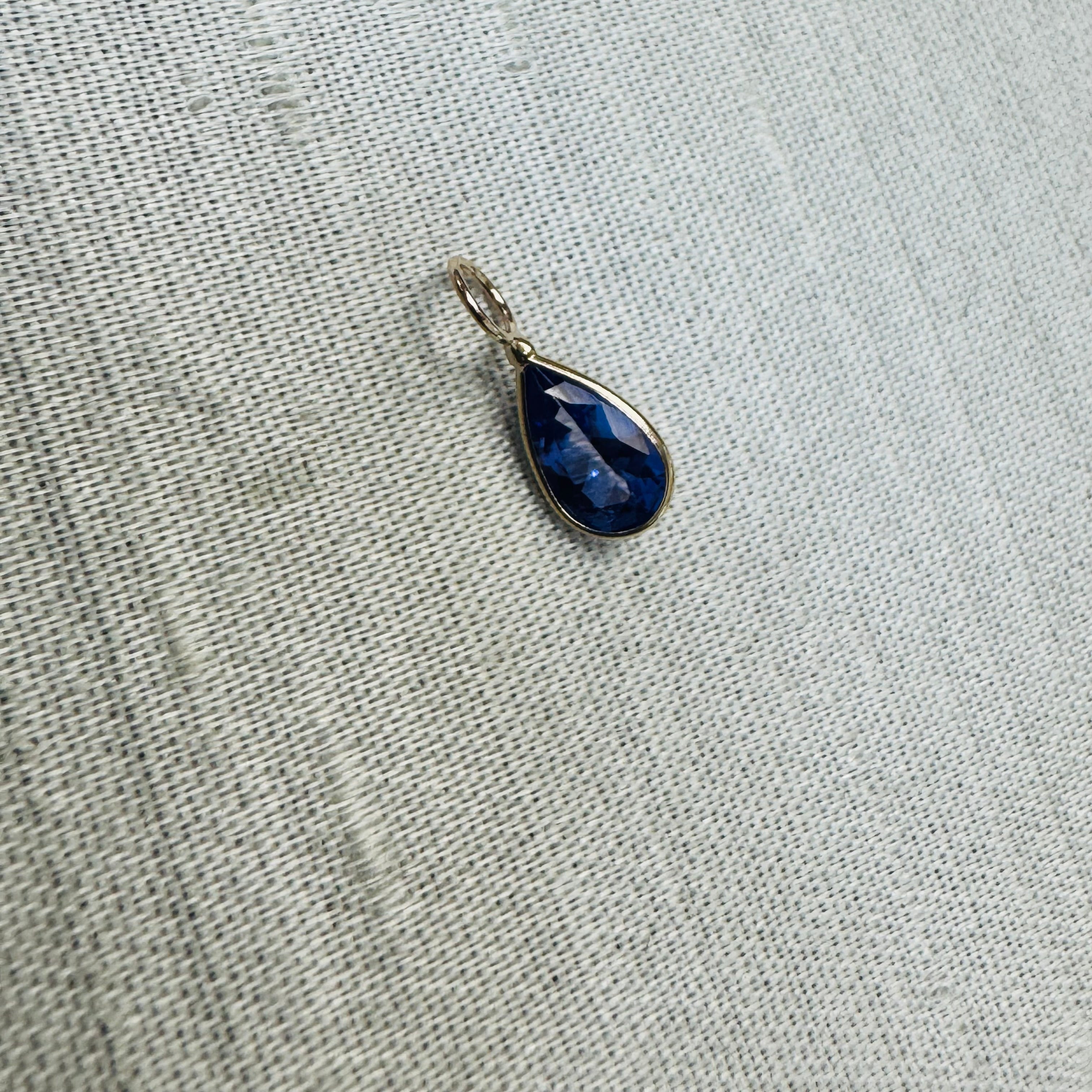 Natural Pear Tanzanite 14K Gem Charm Pendant