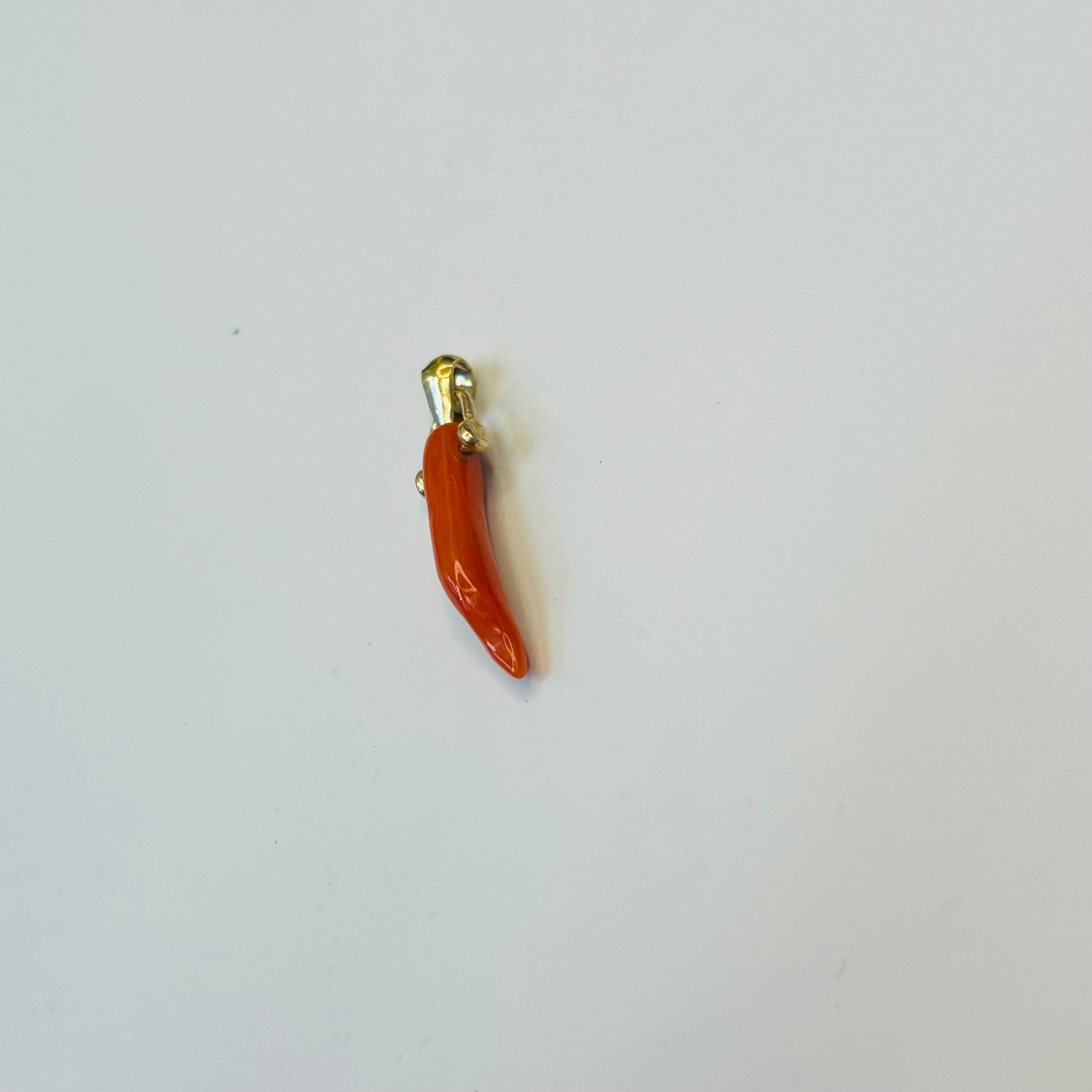 14k Yellow Gold Coral Italian Horn Pendant Charm