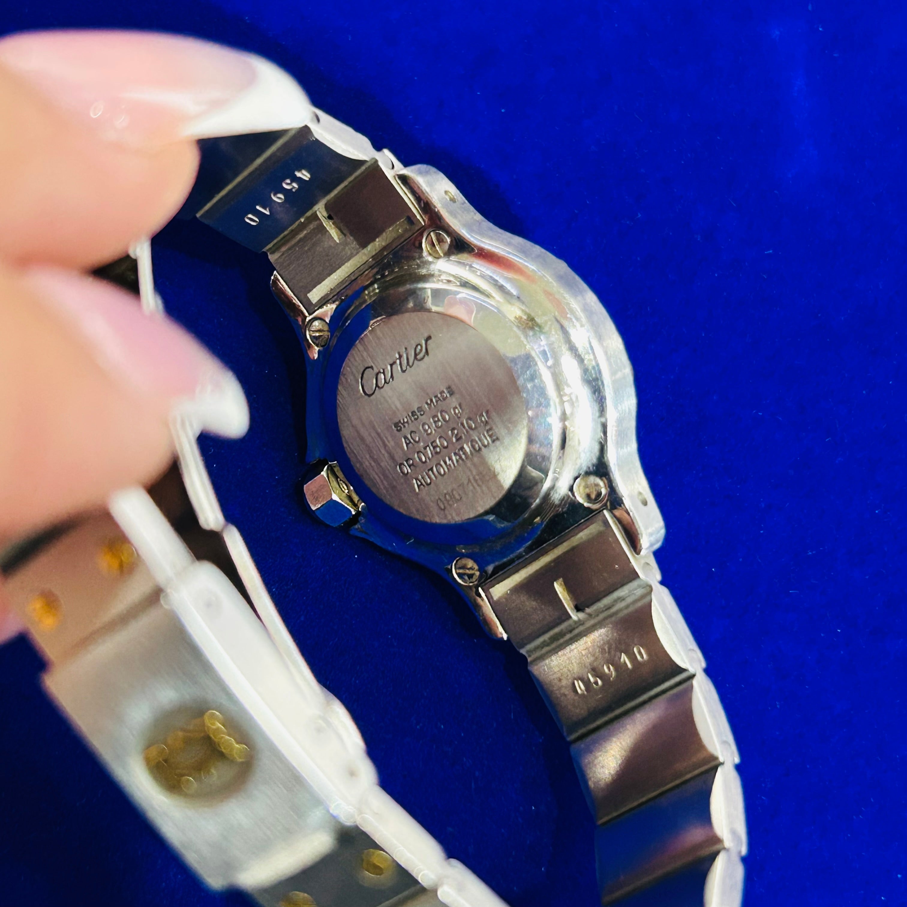 Cartier 18K Yellow Gold & Stainless Steel Octagon Santos Automatic Wrist 24mm Small Size