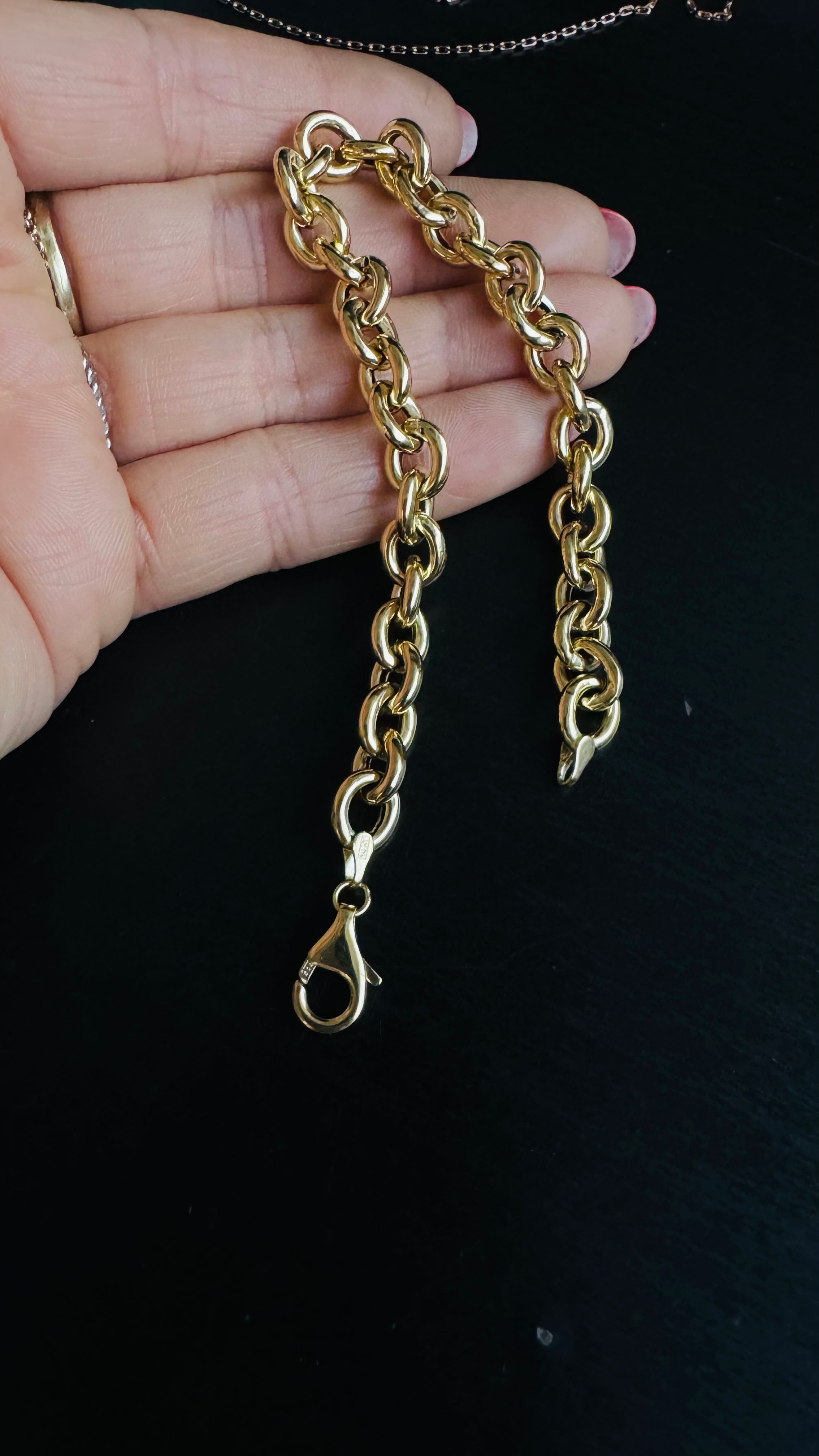 7.5” 14K Yellow Gold Thick Chunky Rolo Chain Bracelet