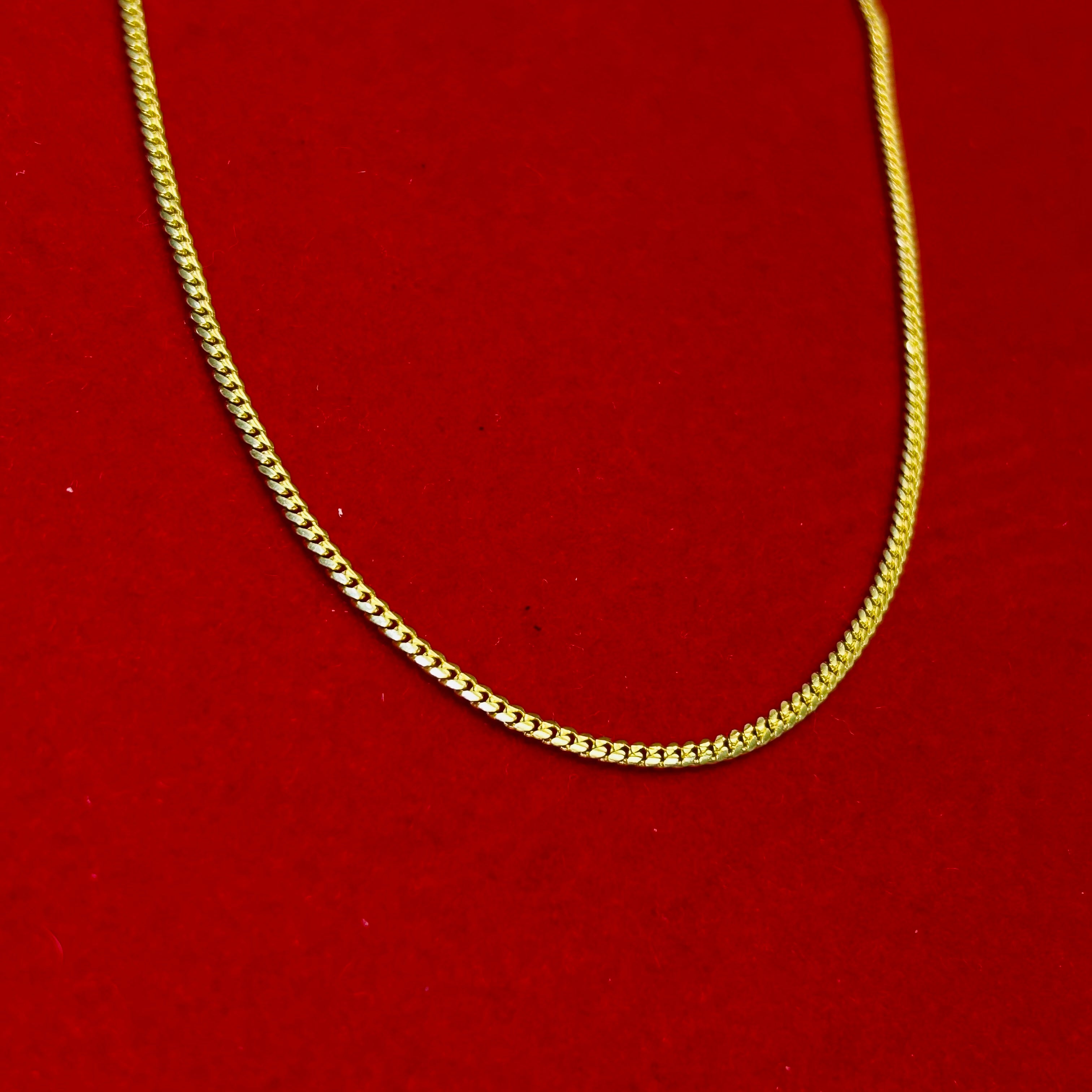 14K Solid Yellow Gold Cuban Link Necklace Chain 2mm