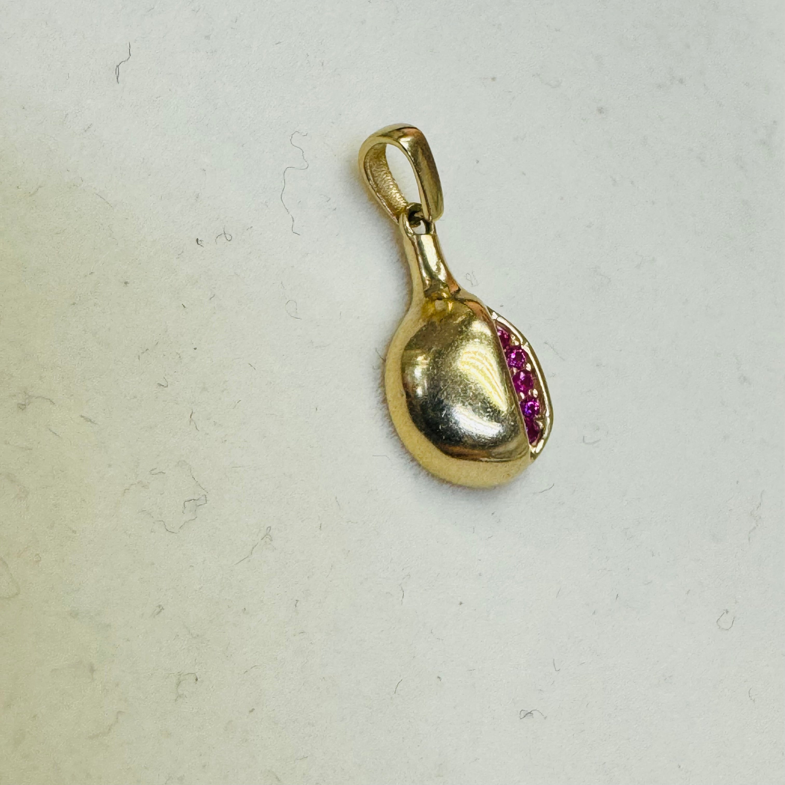 Solid 14K Yellow Gold Little Ruby Pomegranate Charm Pendant