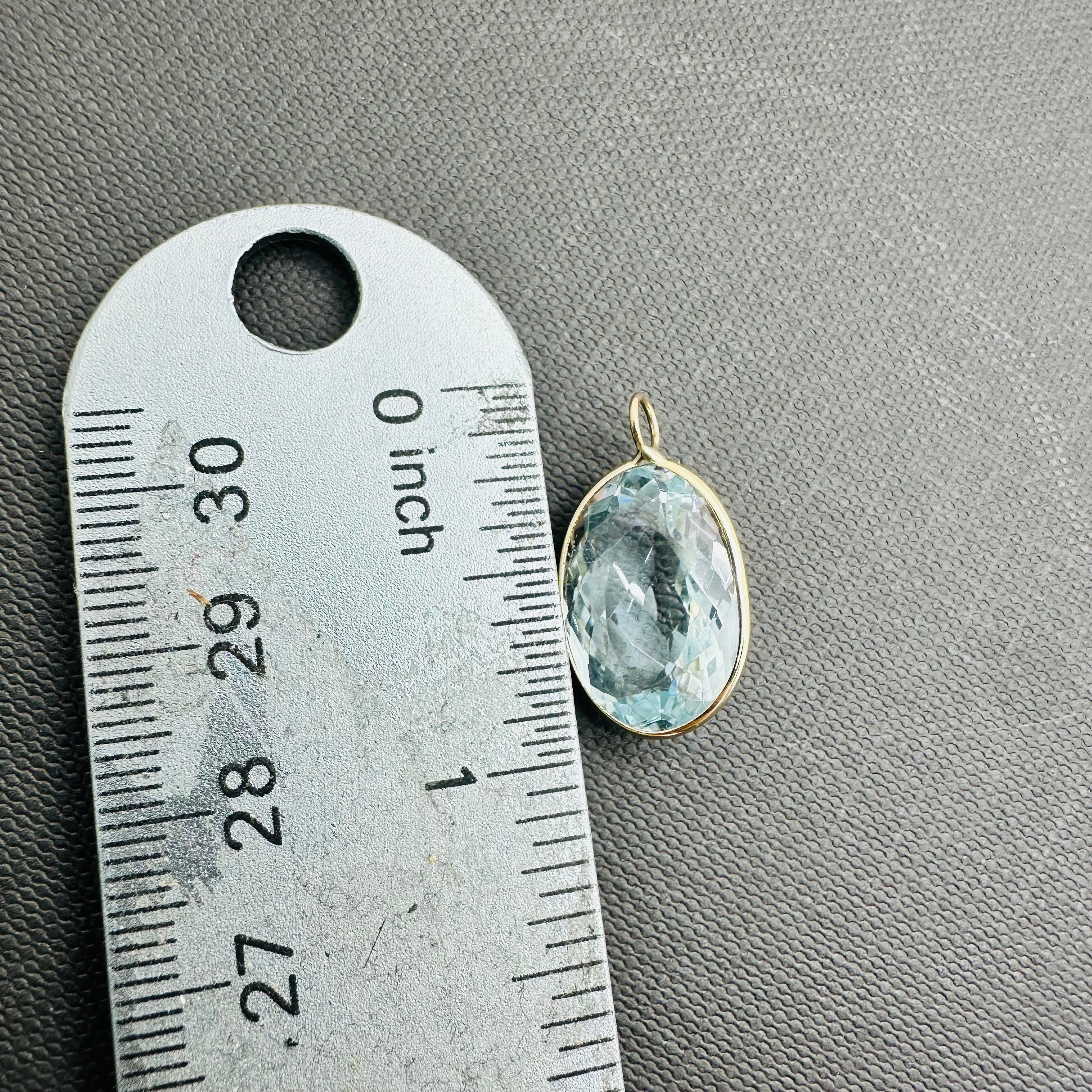 Aquamarine 14K Yellow Gold Oval Cut Pendant Gem Charm