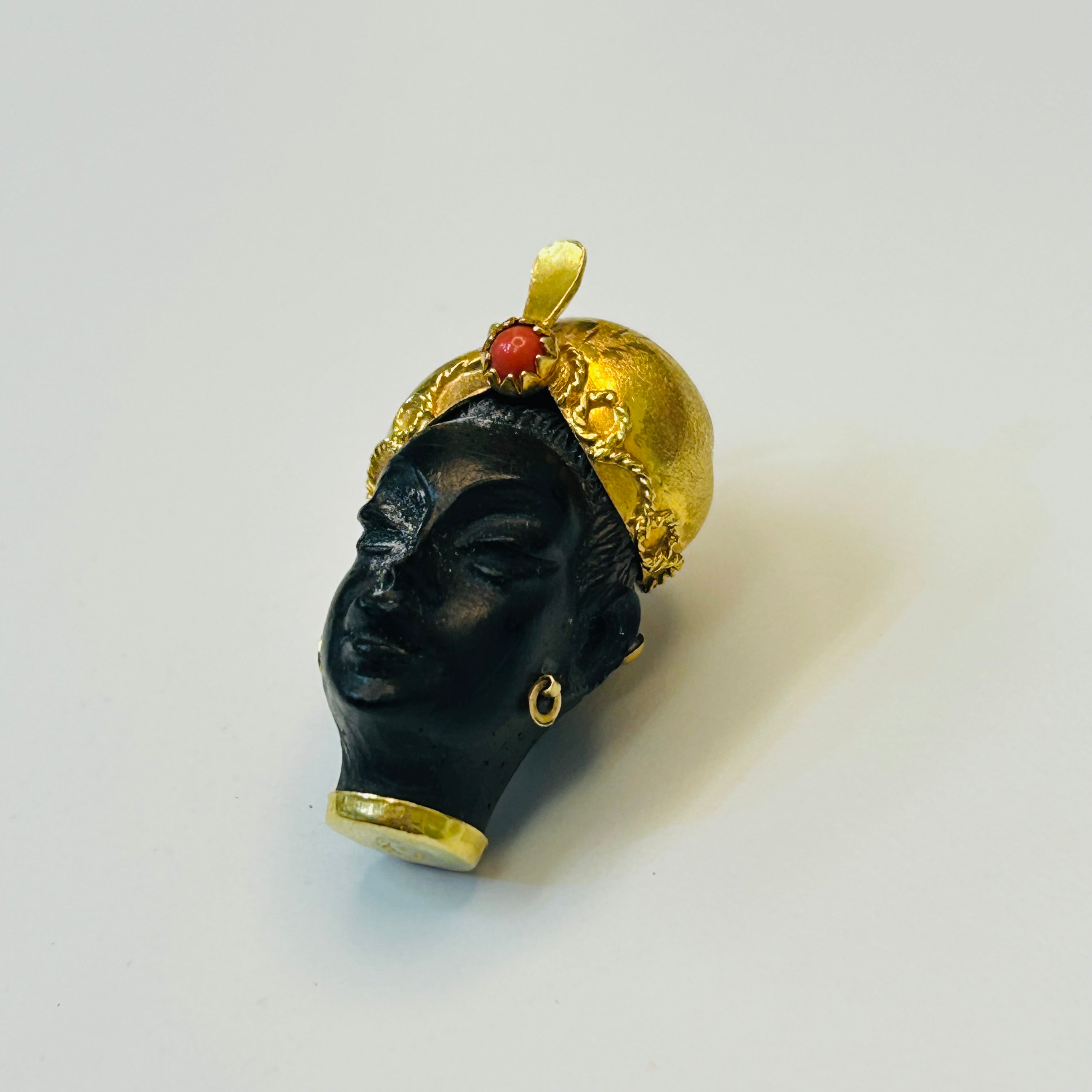 18k Yellow Gold Vintage Blackamoor Pendant Charm