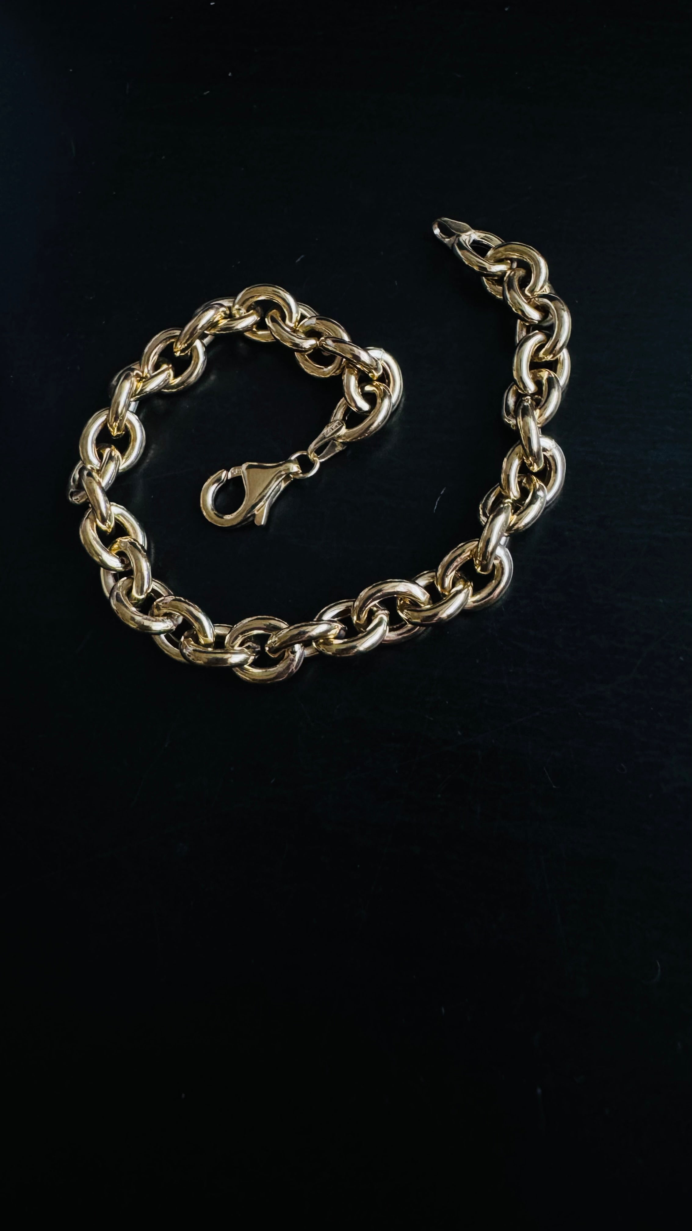 7.5” 14K Yellow Gold Thick Chunky Rolo Chain Bracelet