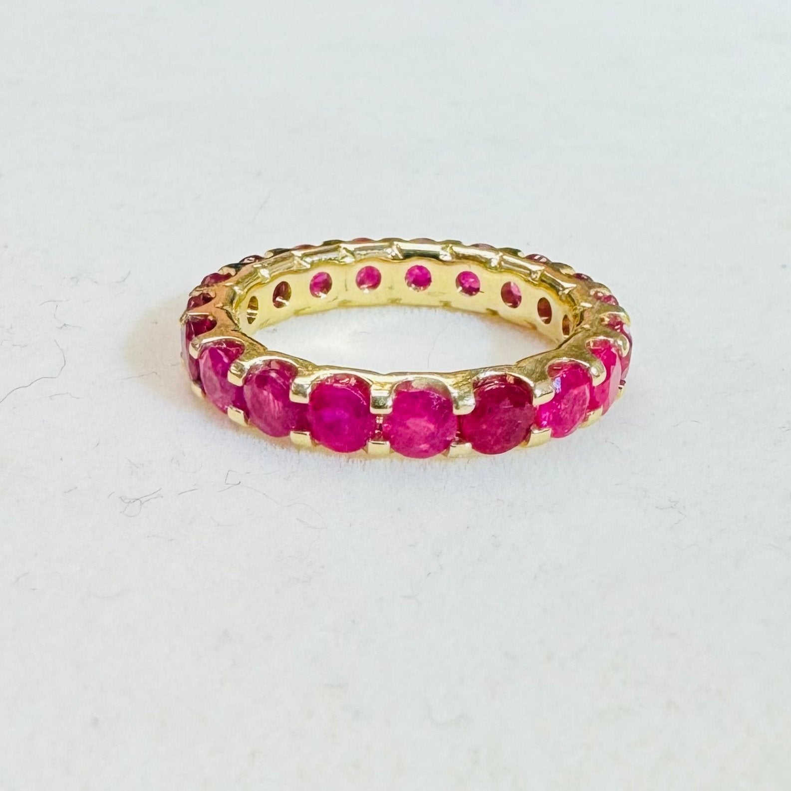 14k Yellow Gold Natural Ruby Gem Eternity Ring Band Size 4.5