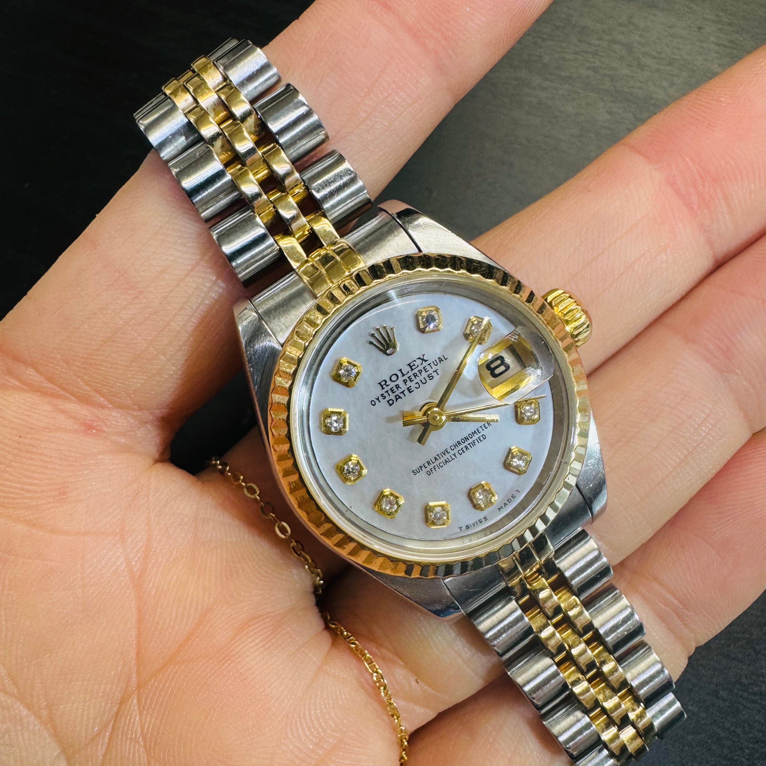 26mm Two Tone Rolex Watch Mother of Pearl Diamond 79173