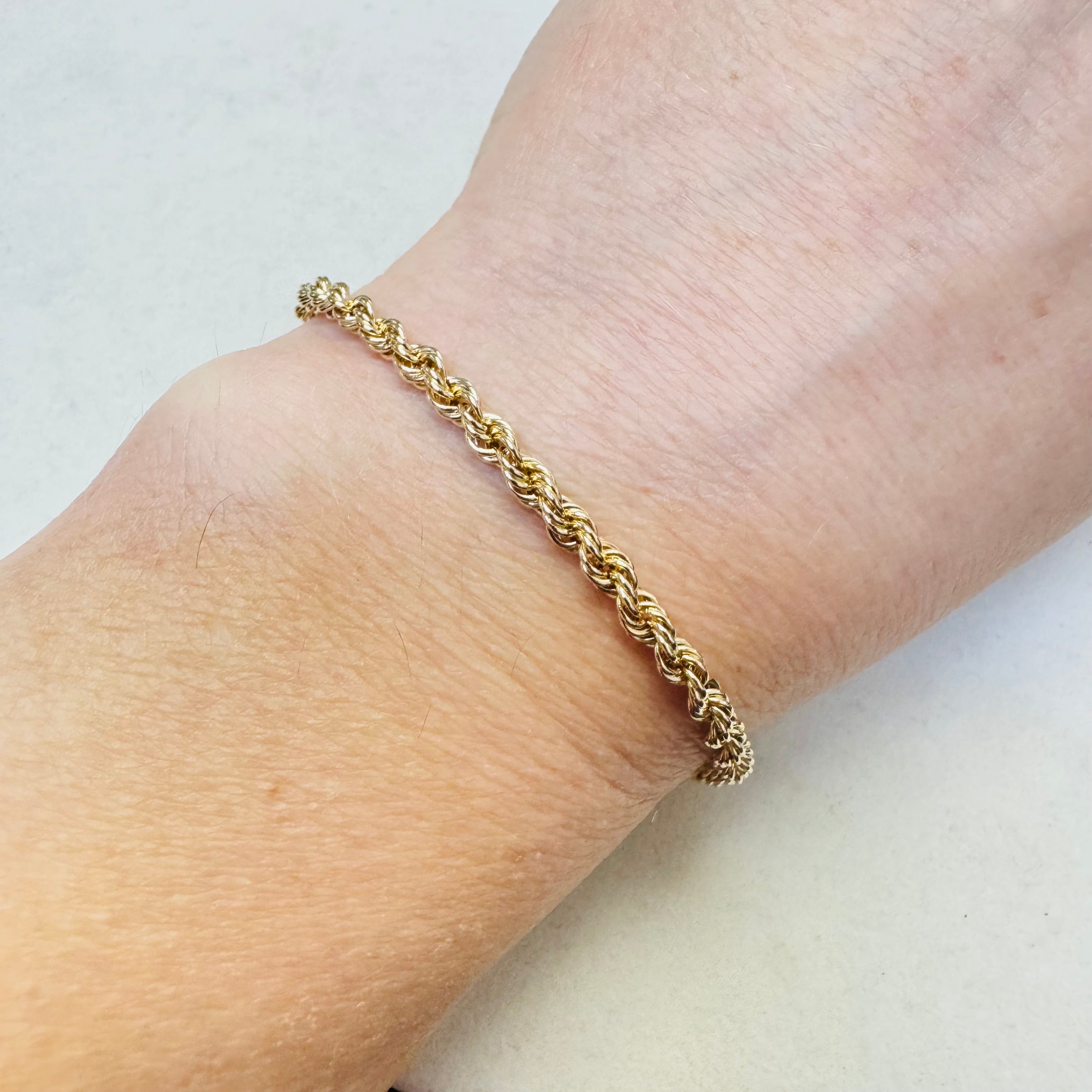 14K Yellow Gold 7.25" 3.5mm Rope Chain Bracelet
