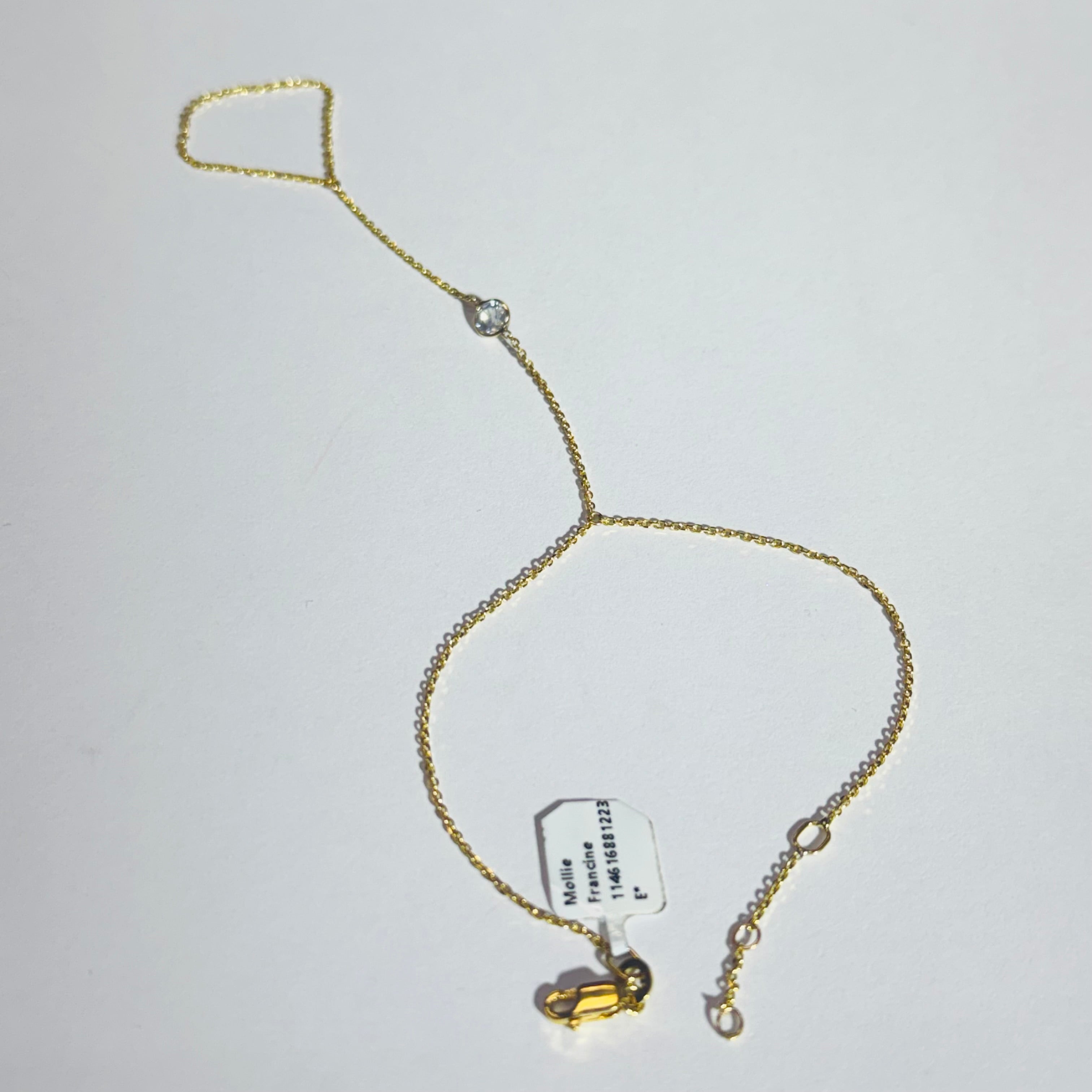 14K Yellow Gold Opalescent Light Blue Sapphire Handchain