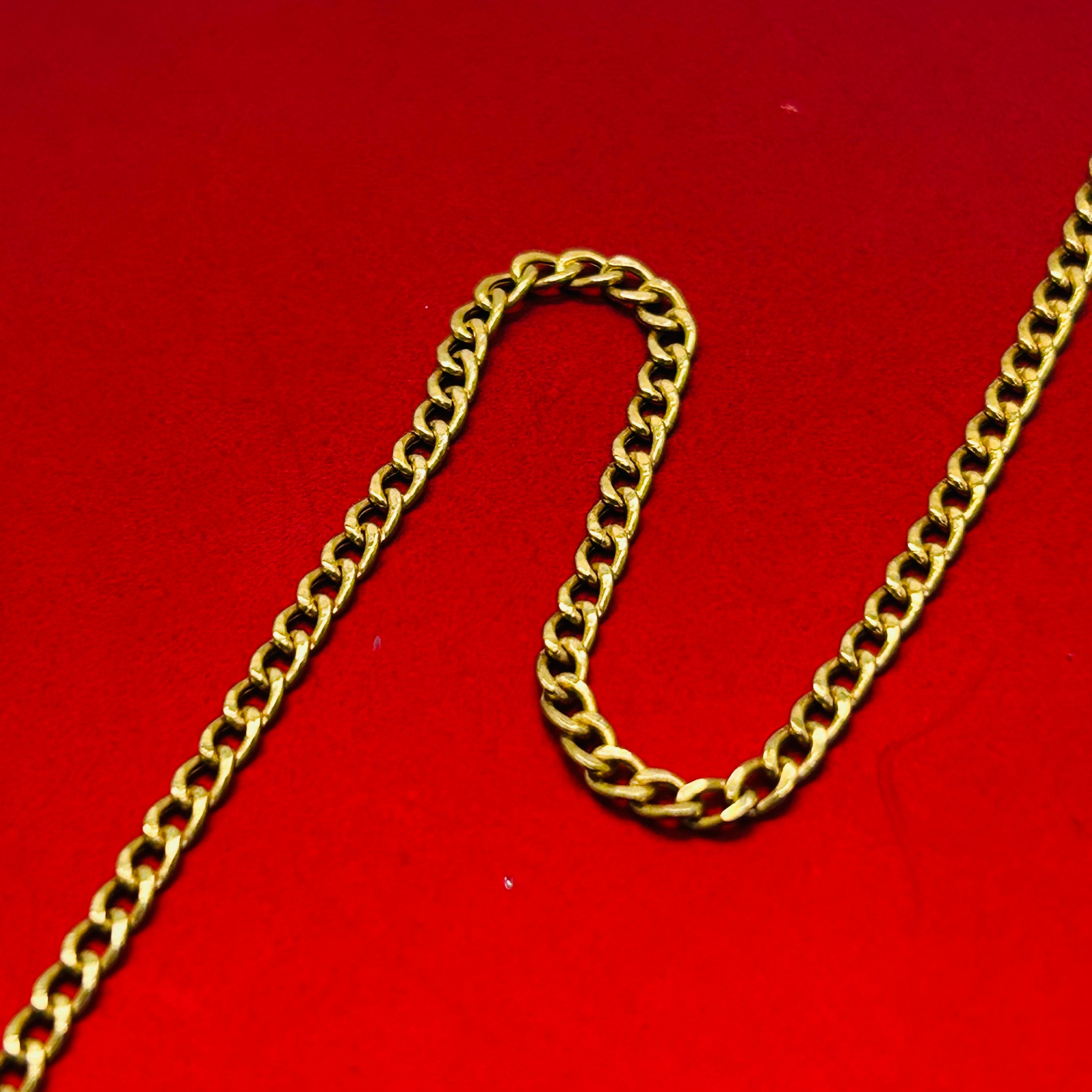 10K Yellow Gold 2.2mm Curb Link Chain Bracelet 6”