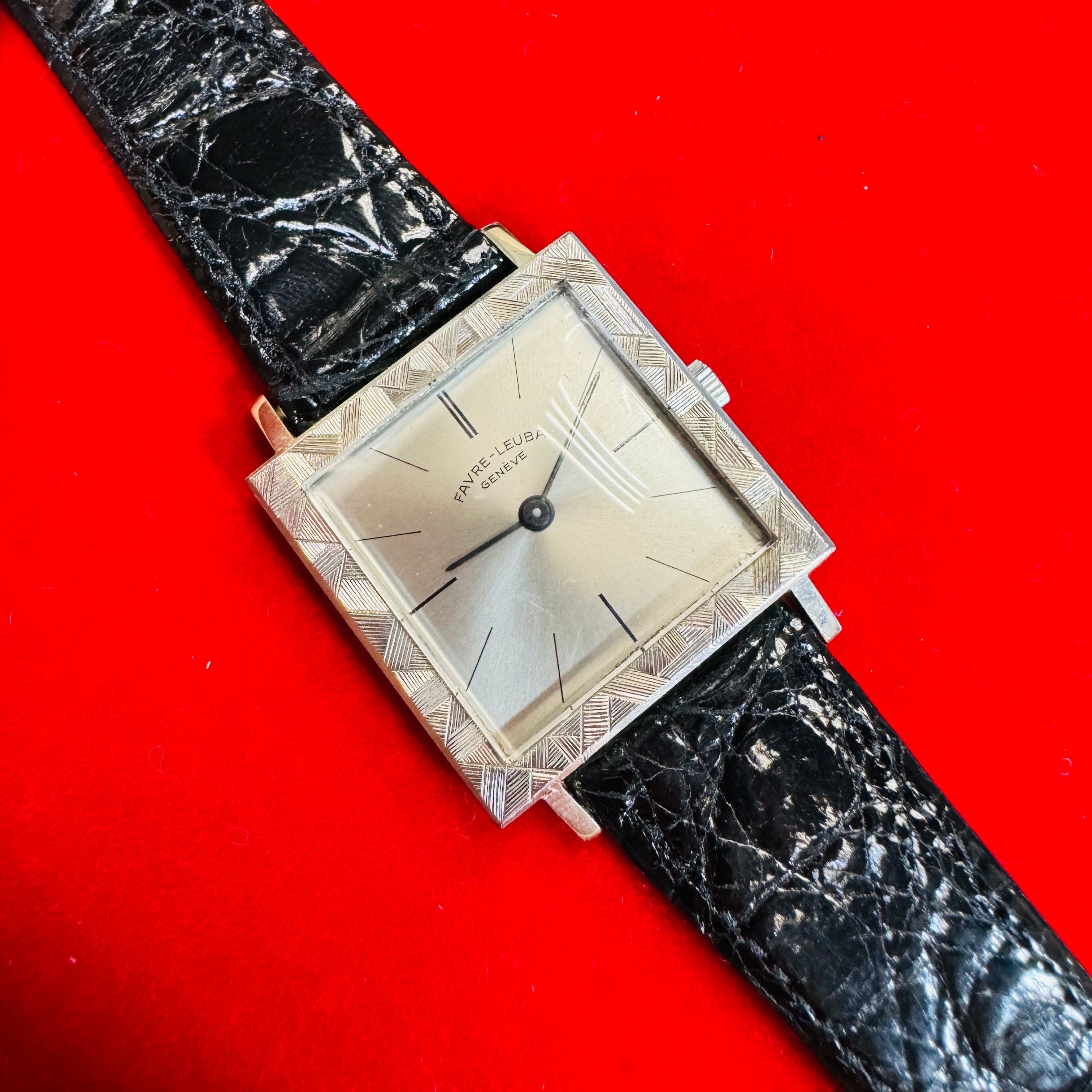 Favre -Leuba 18K White Gold Square Face Watch