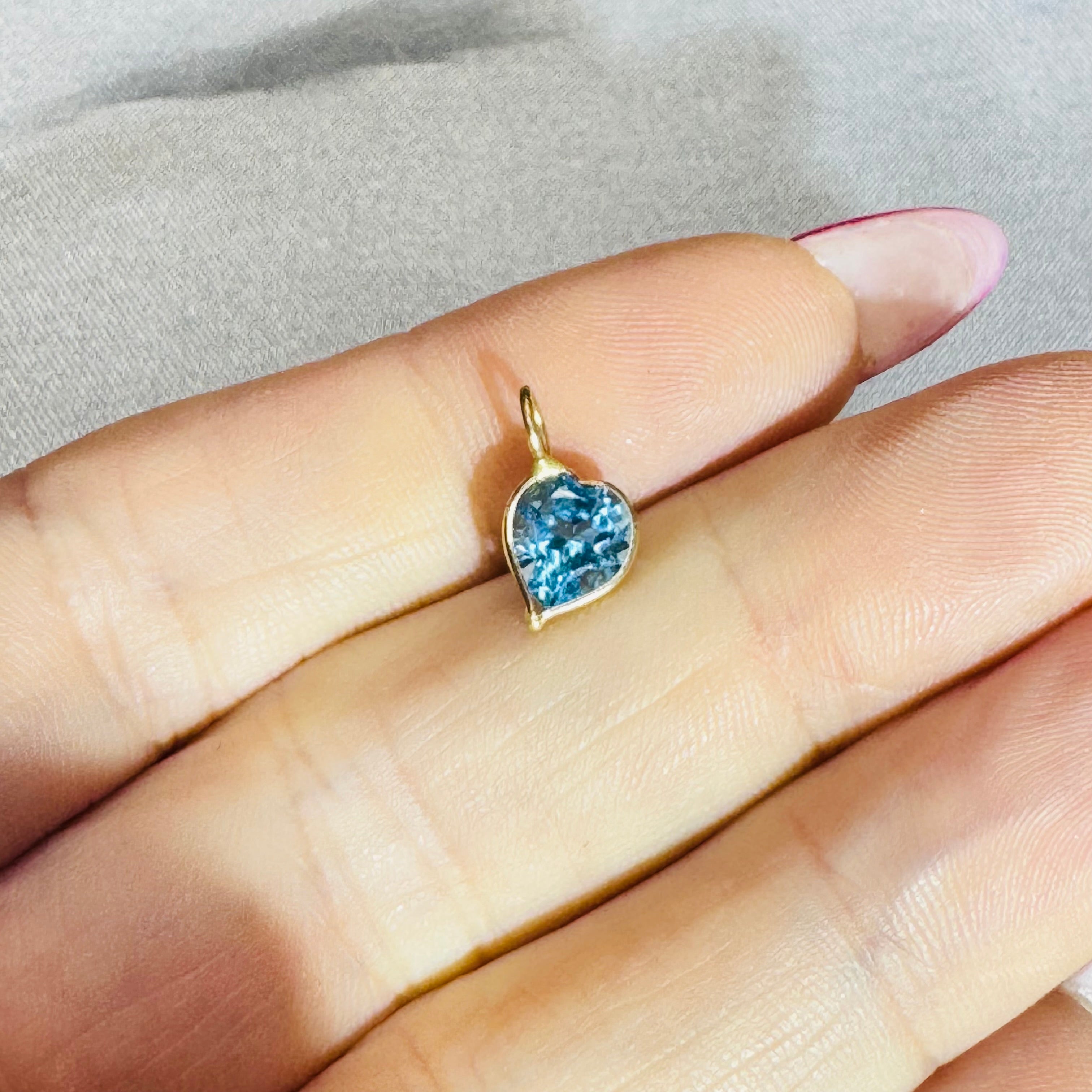 Blue Topaz Heart Pendant 14K Yellow Gold