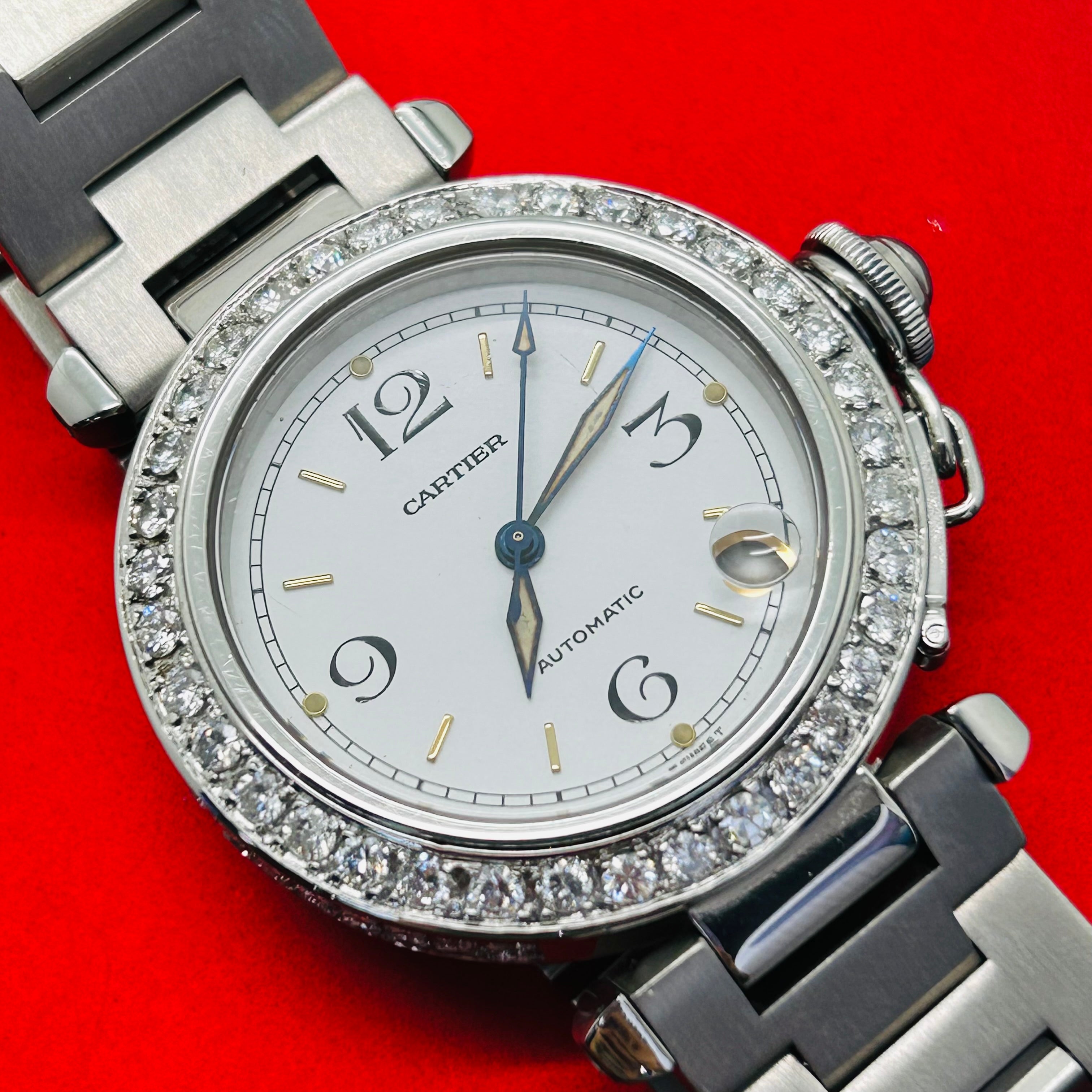 Cartier Pasha 35mm Steel Diamond Bezel Watch