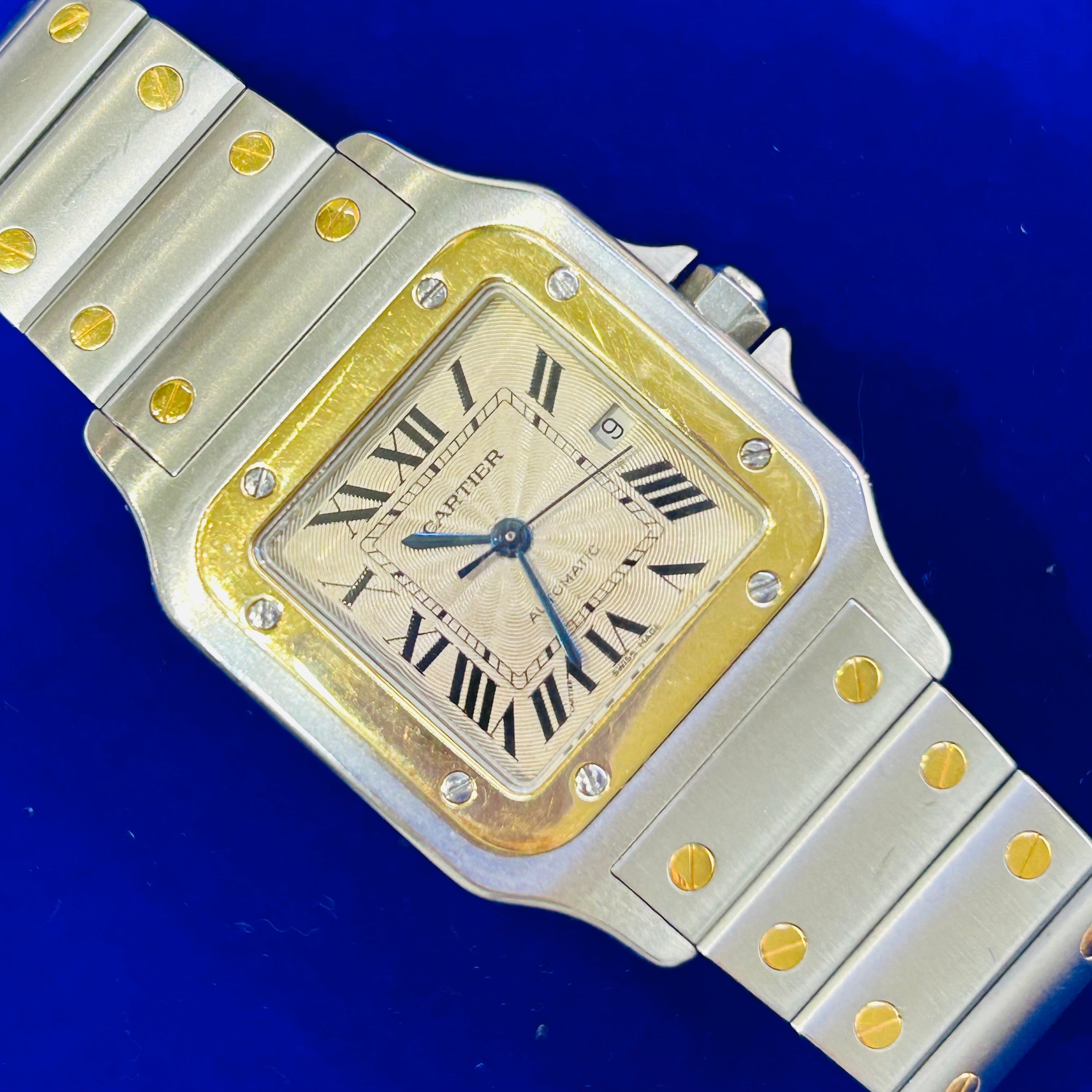 Stainless Steel & 18K Yellow Gold Cartier Santos Watch