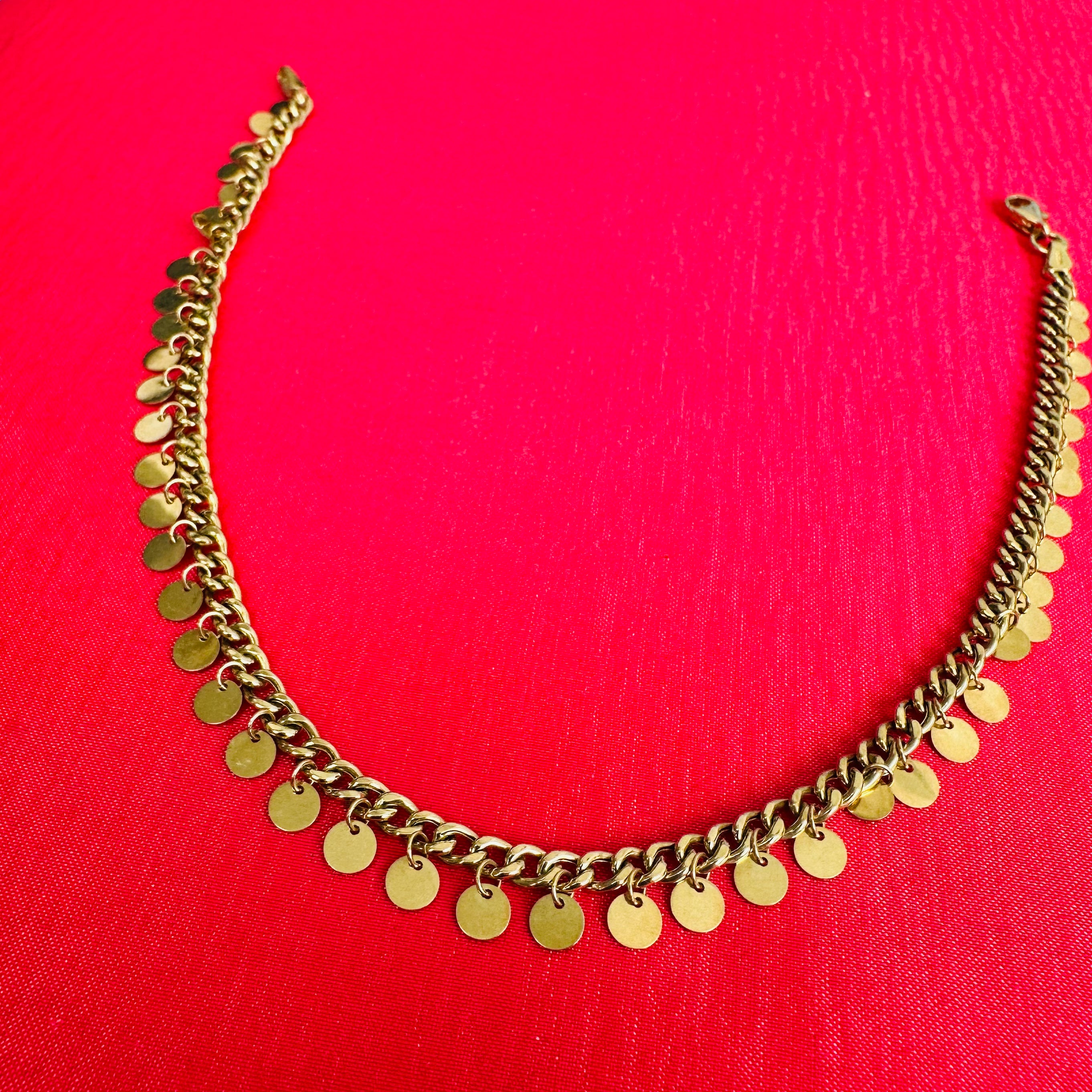 10" Yellow Gold 14K Dangling Anklet