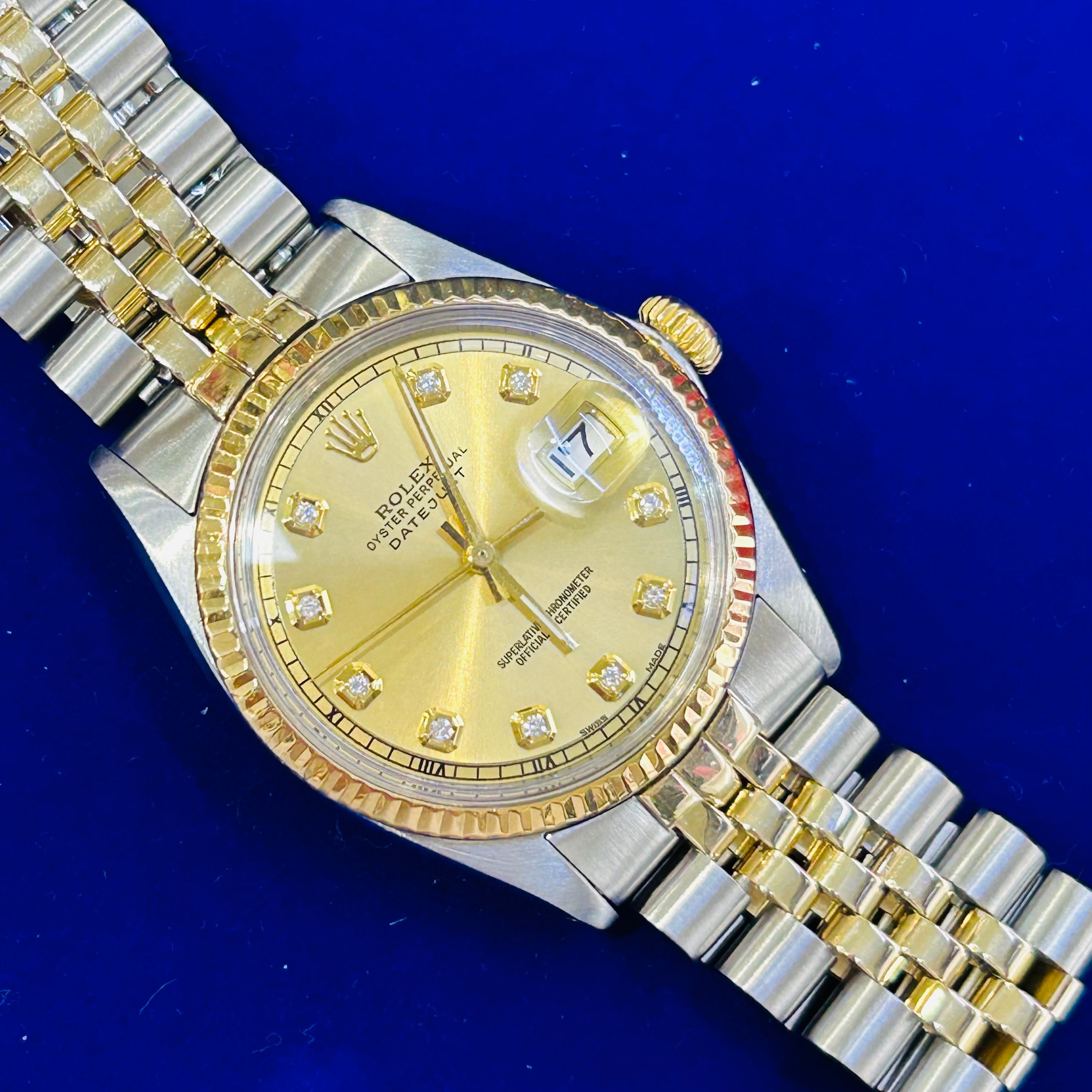 Vintage Stainless Steel and 18K Gold 36MM Oyster Perpetual Datejust Rolex Watch