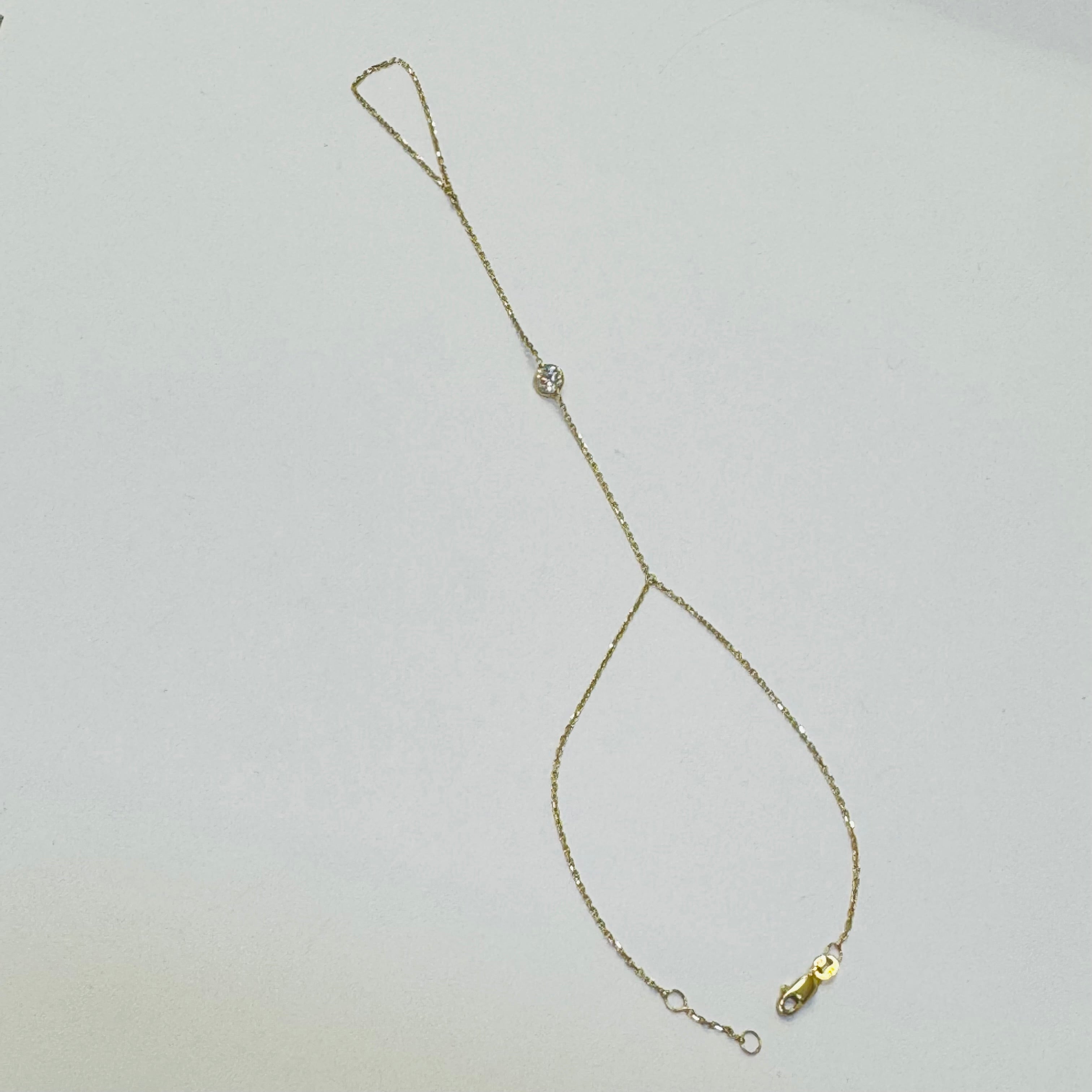 14K Yellow Gold .48CT VS Old Mine Diamond HandChain