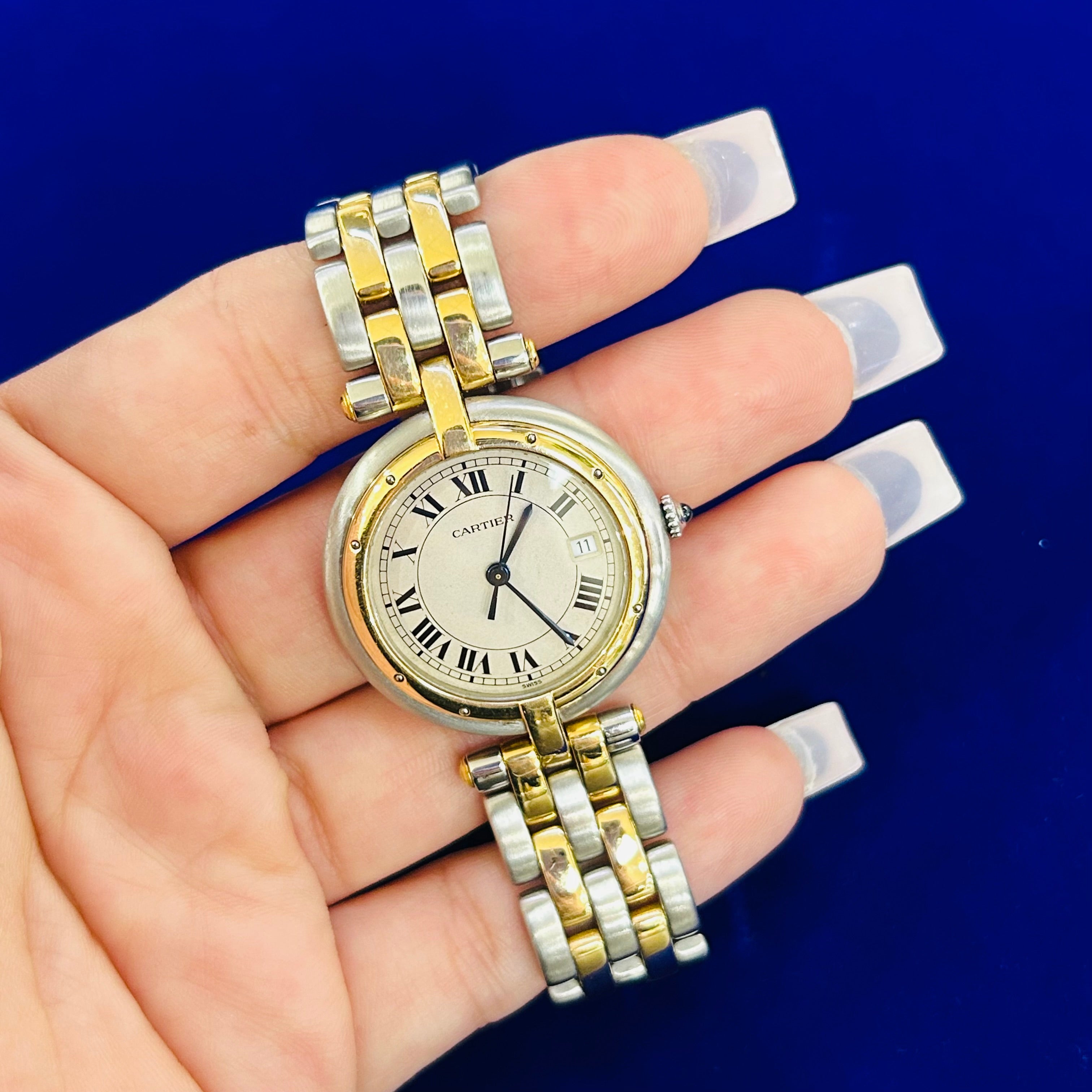Cartier Vendome 30mm Two-Tone Two Row Gold Quartz Watch Circa 1990' 6.75"