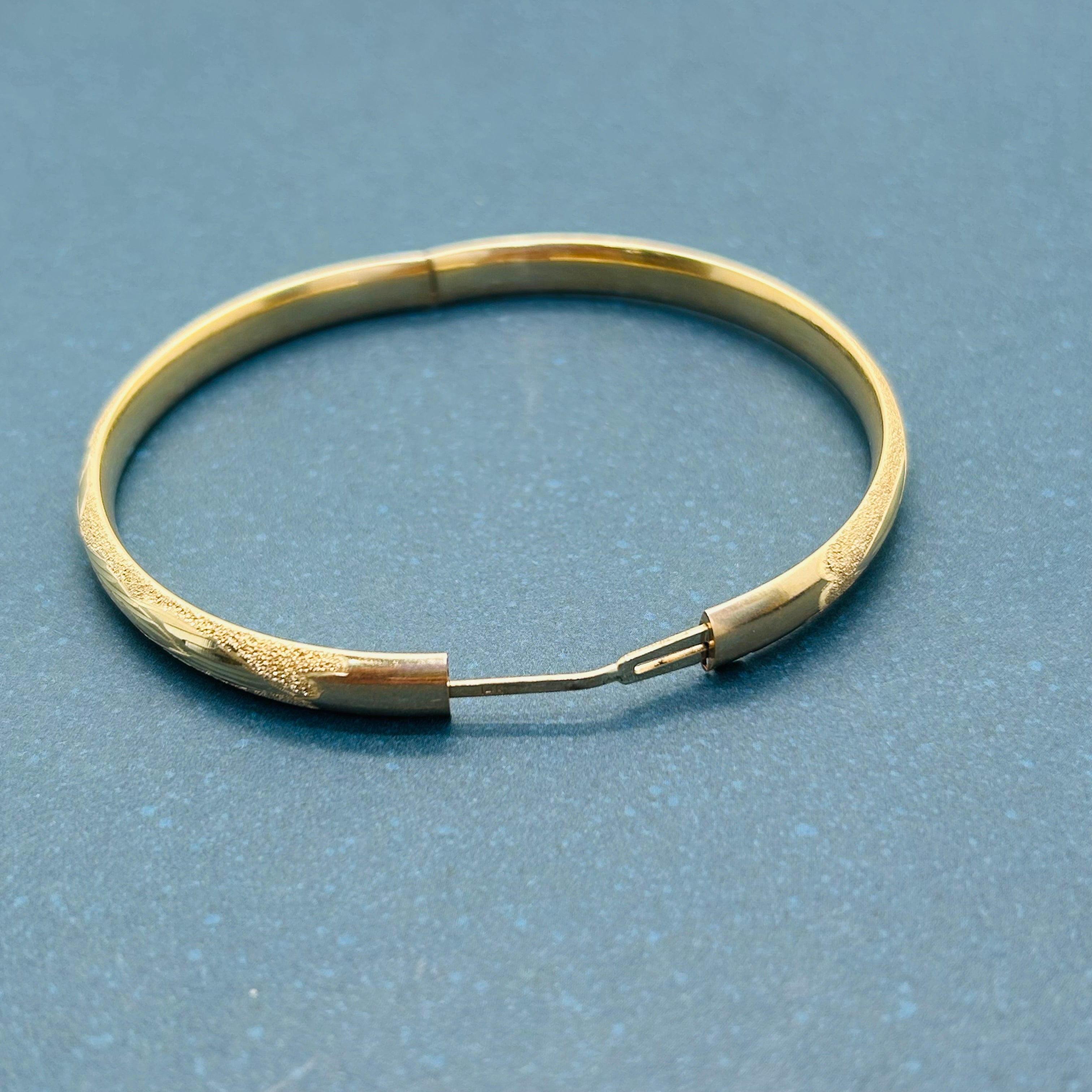 14K Beautiful Engraved Chunky Yellow Gold Bangle