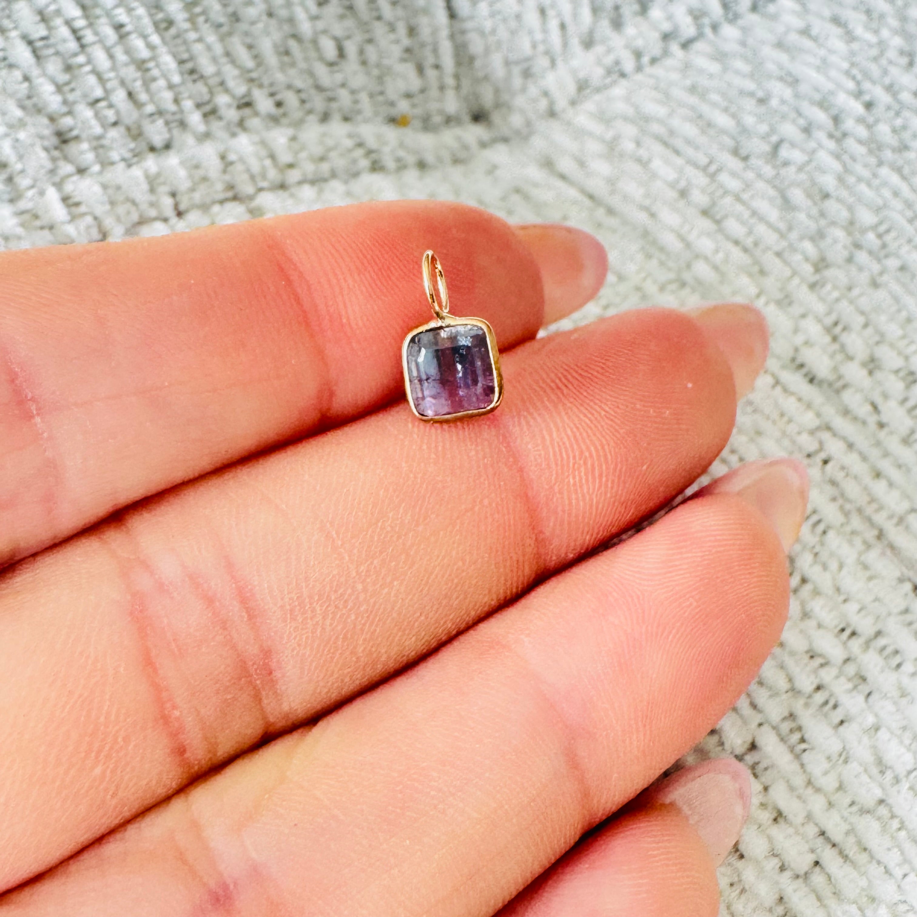 Bi Color Tourmaline 14K Yellow Gold Charm Pendant