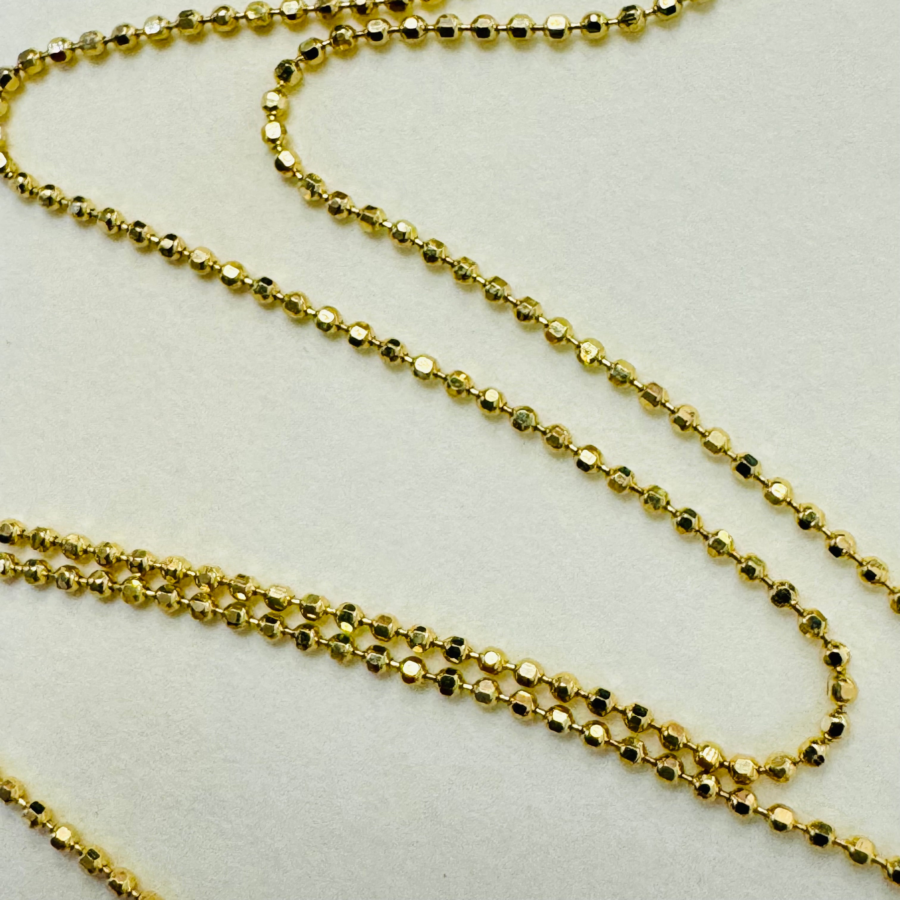 20” 1mm Solid 14K Yellow Gold  Ball Chain Necklace