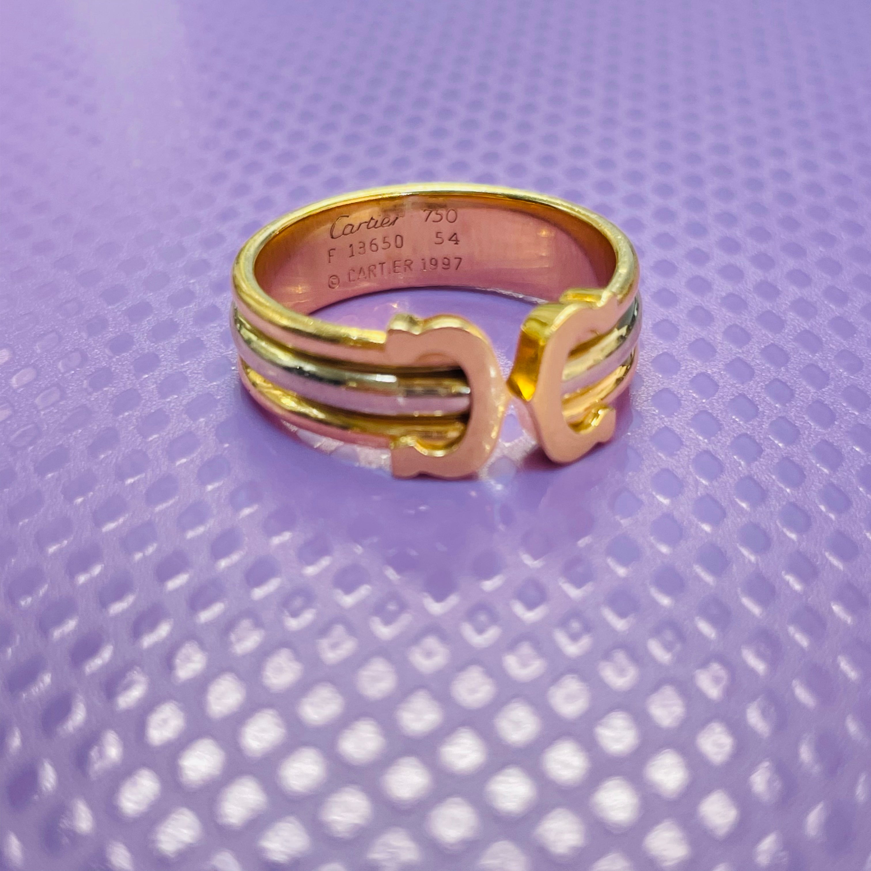 Solid 18K TRITONE Open Cartier ring size 6.5 and up adjustable