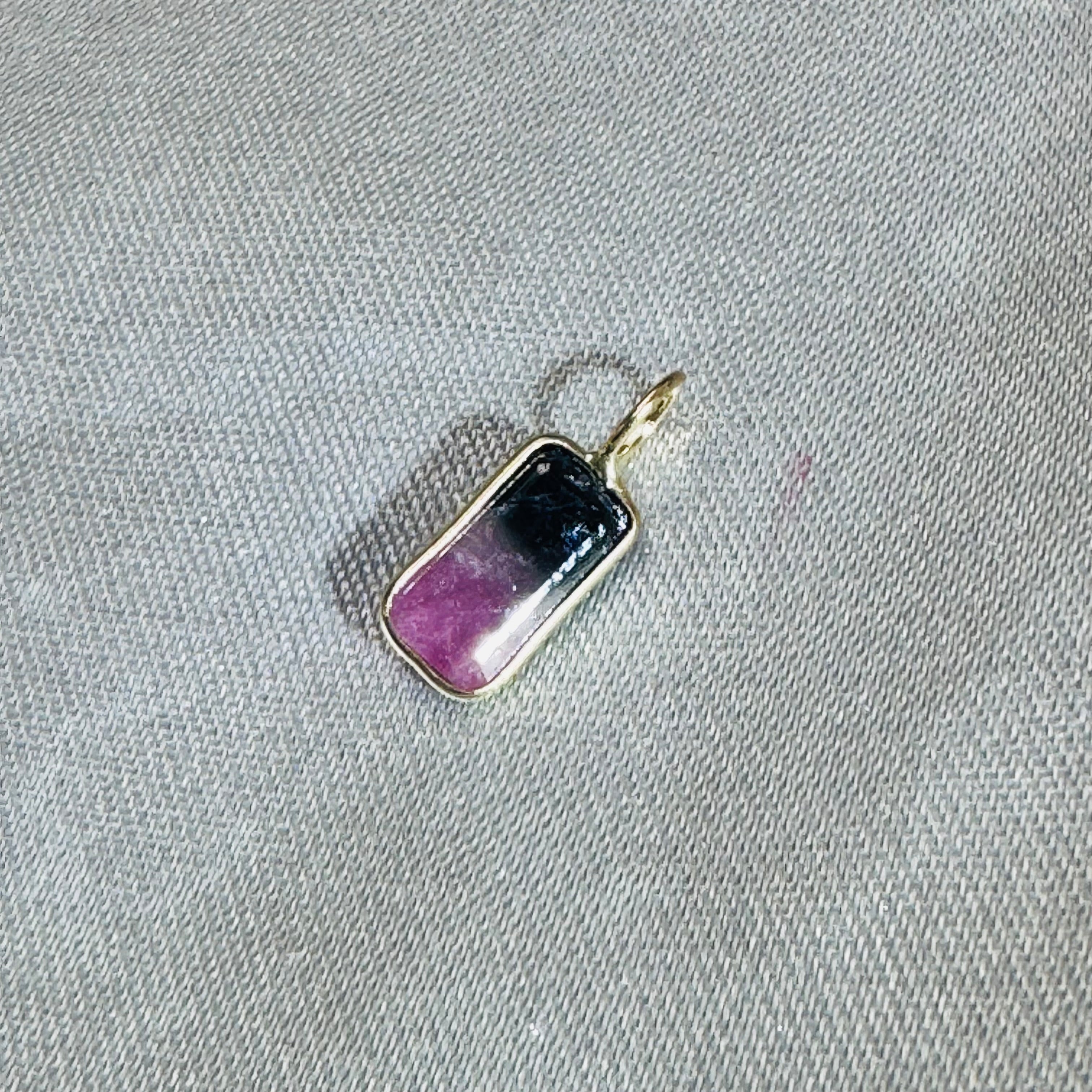 Bi Color Tourmaline Pendant 14K Yellow Gold