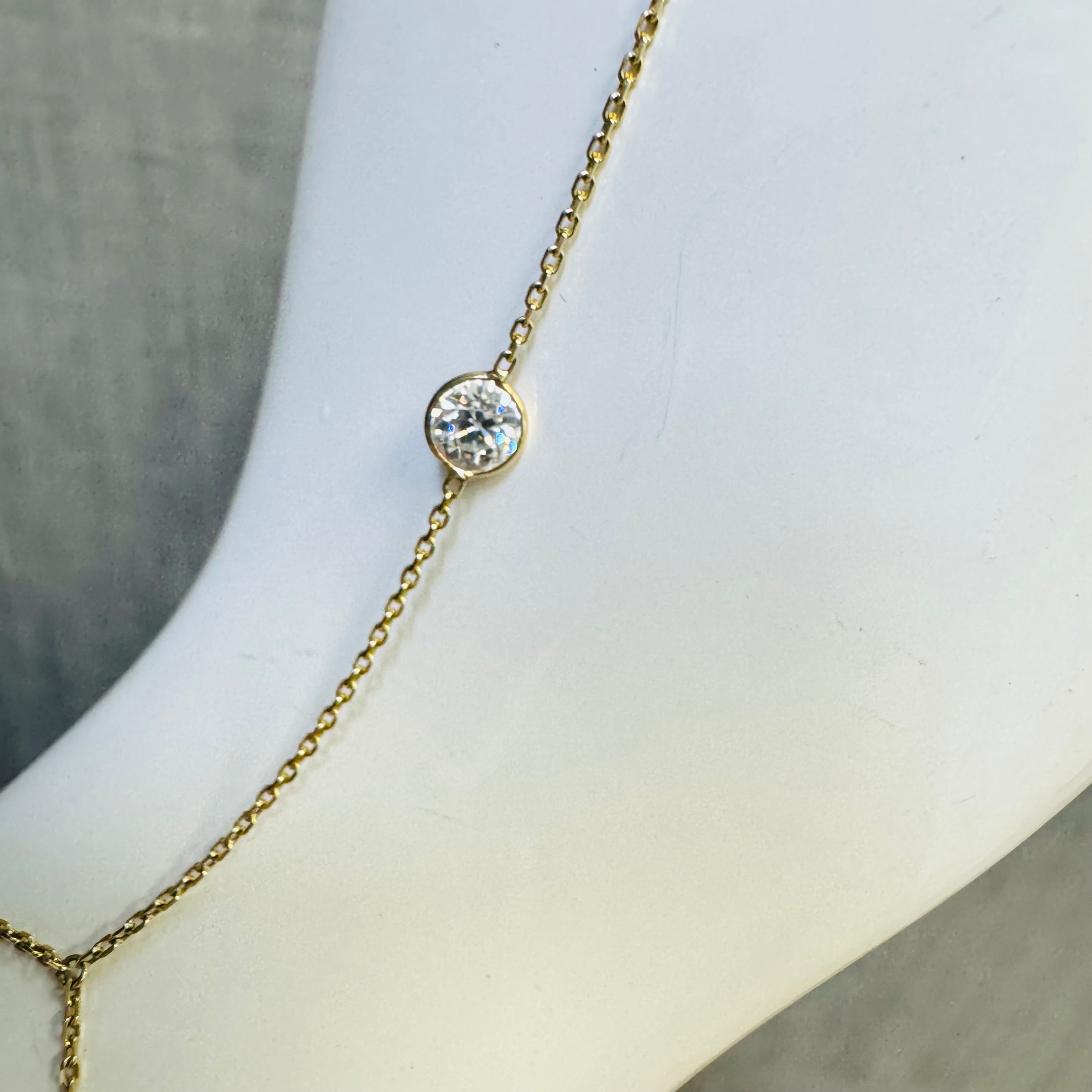 14K Yellow Gold .48CT VS Old Mine Diamond HandChain