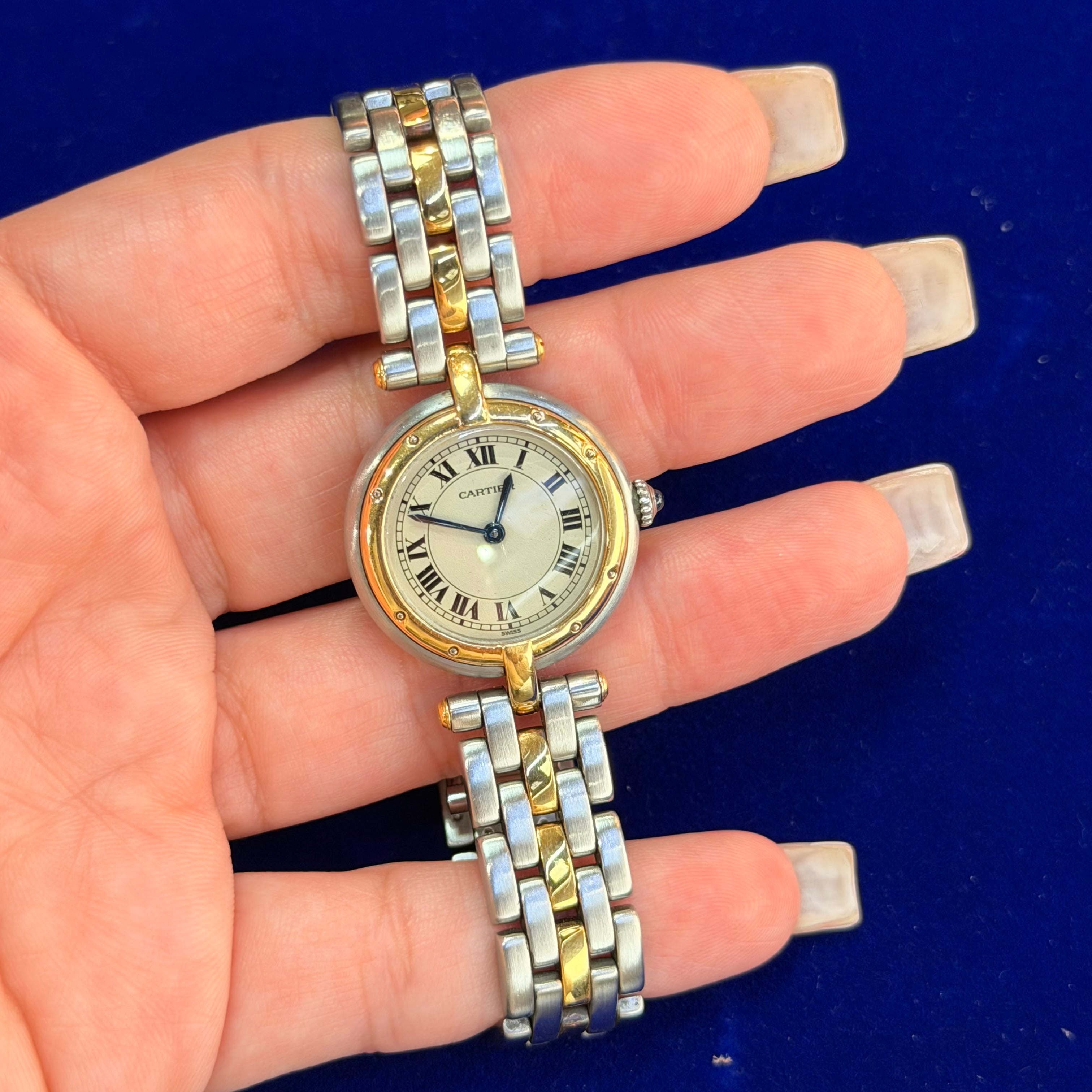 Cartier Vendome Small Two-Tone Quartz Watch (Single Gold Row) 6.75"