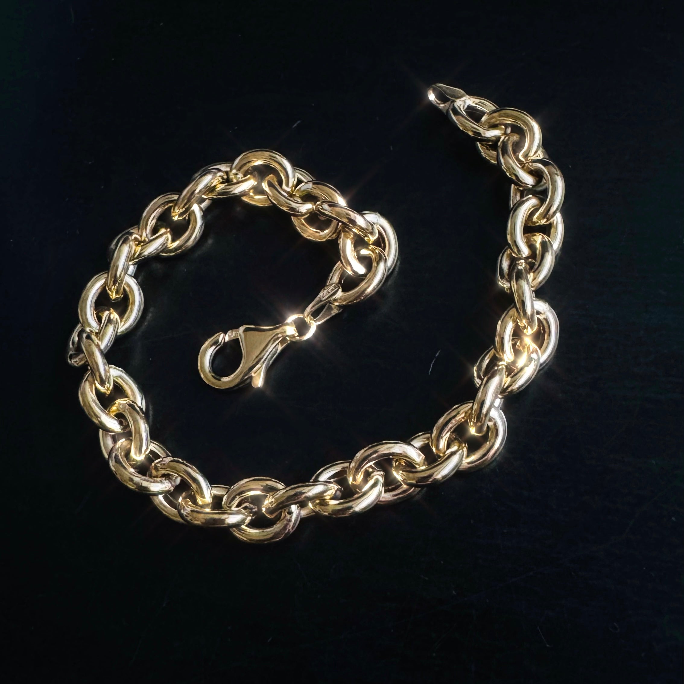 7.5” 14K Yellow Gold Thick Chunky Rolo Chain Bracelet