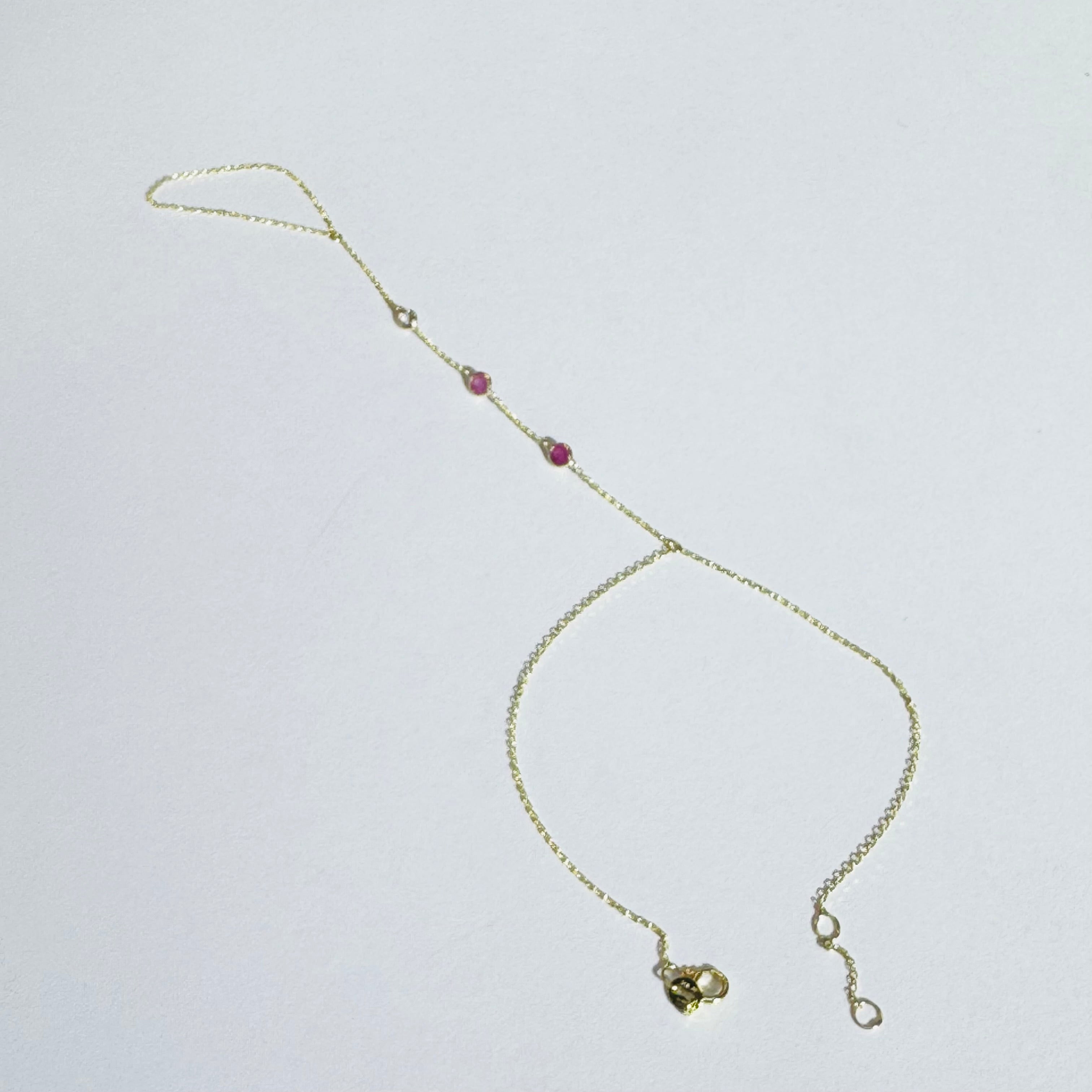 14K Yellow Gold Ombre Pink Sapphire Handchain