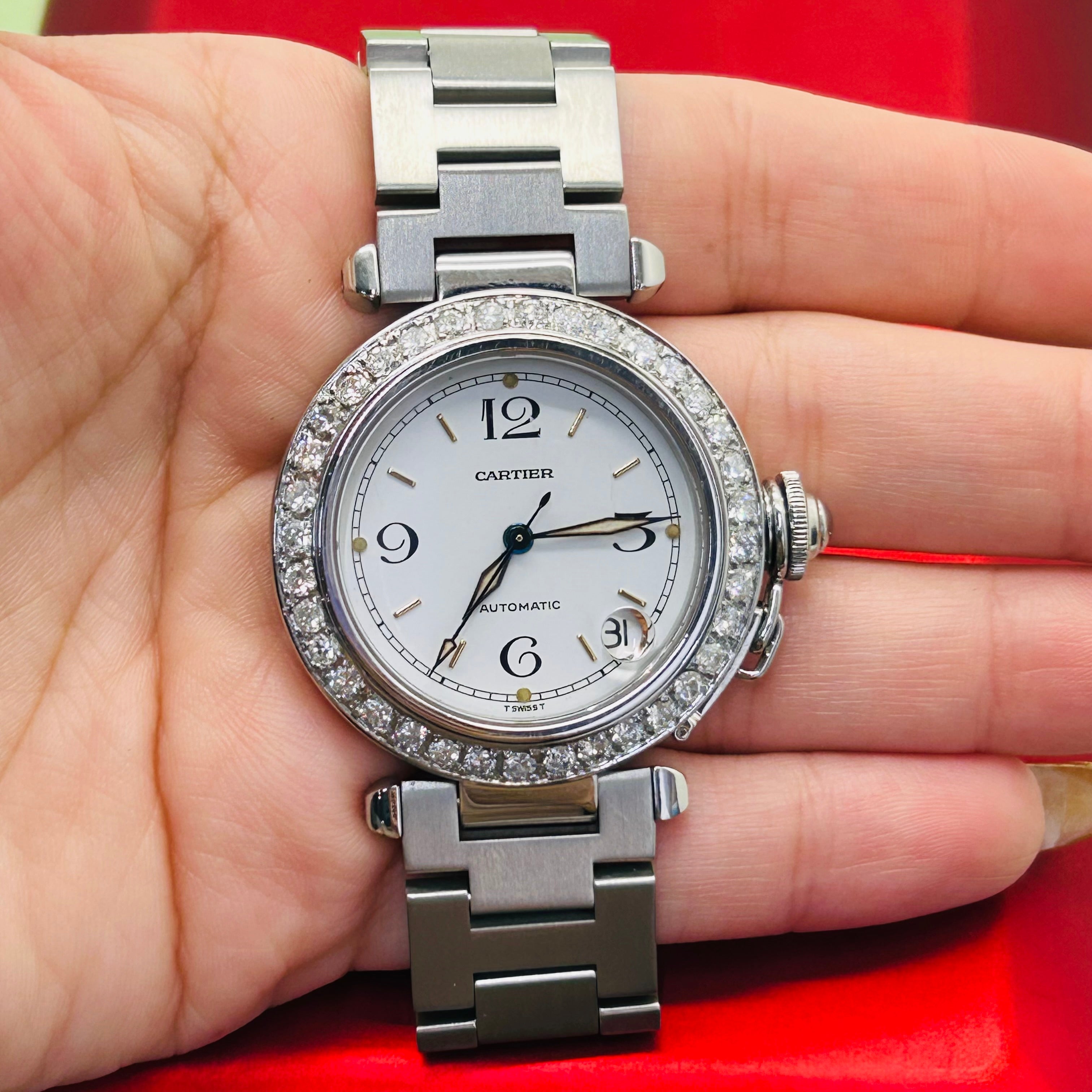 Cartier Pasha 35mm Steel Diamond Bezel Watch