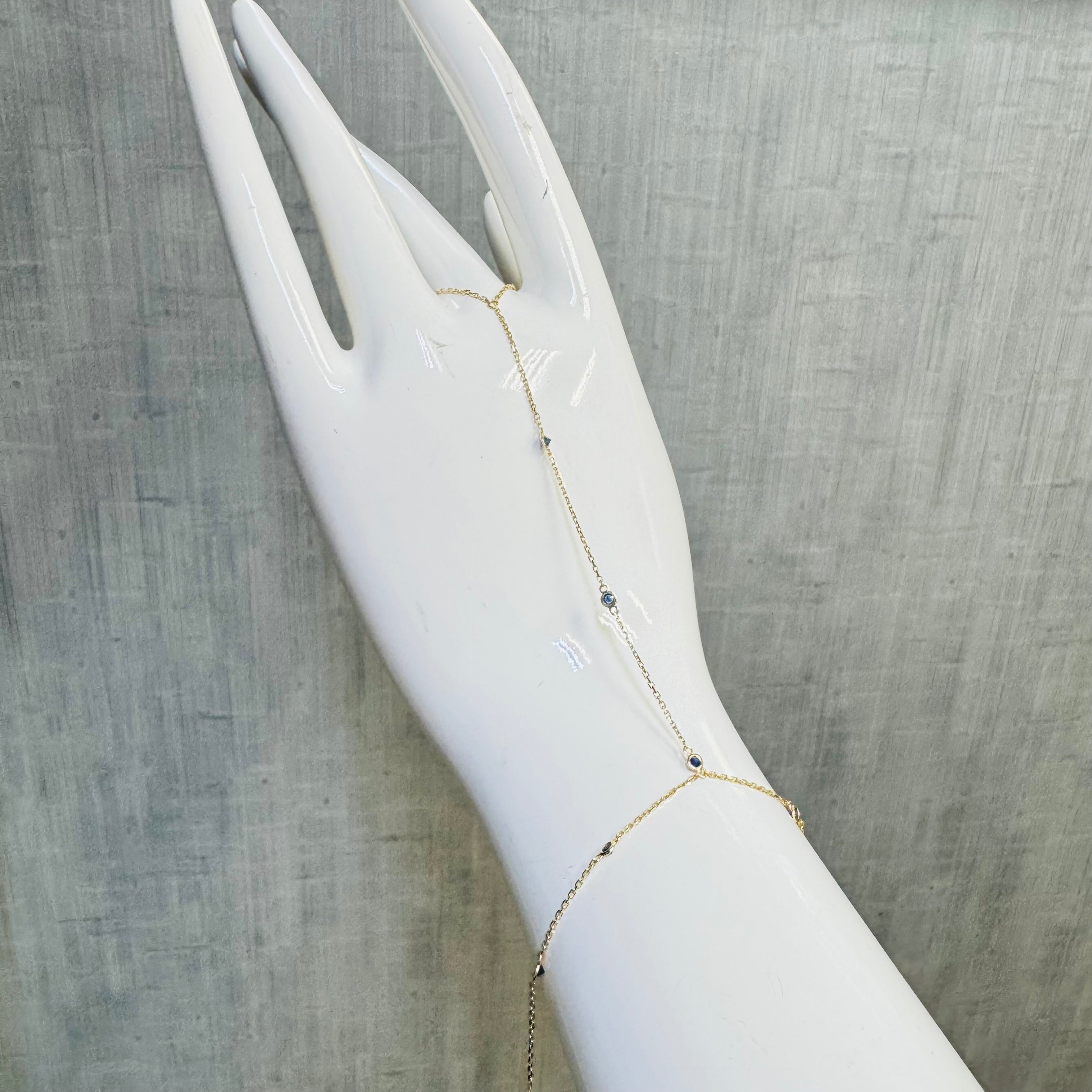 14K Yellow Gold Sapphire Station Handchain